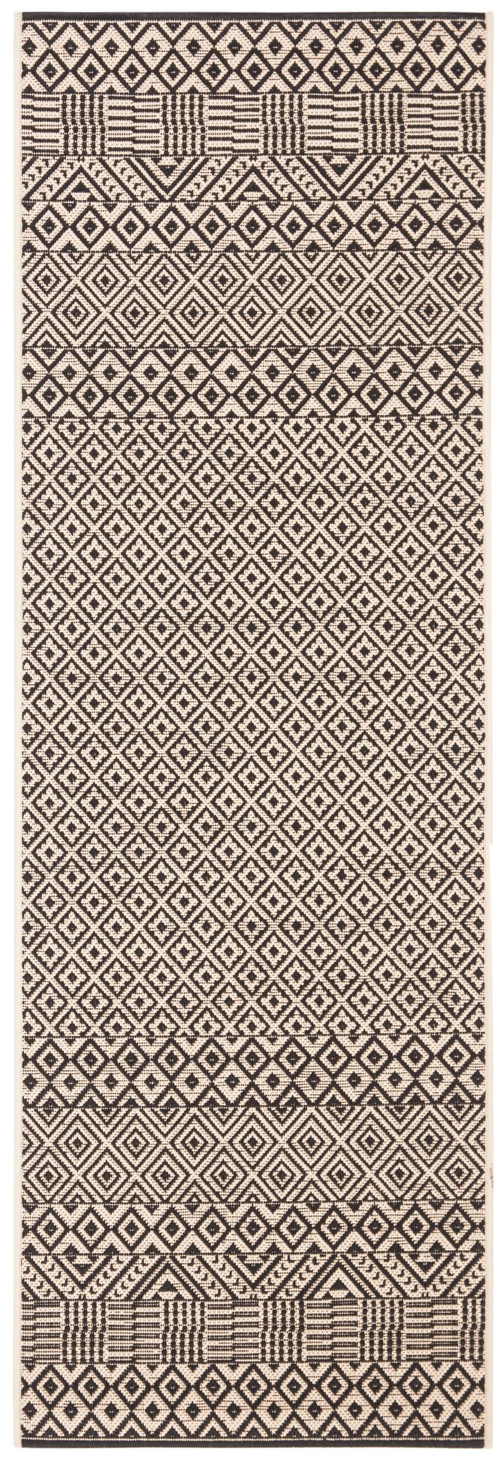 Courtyard CY6235 Power Loomed Indoor and Outdoor Runner Rug - Beige/Black - 2'3"x12' - Safavieh