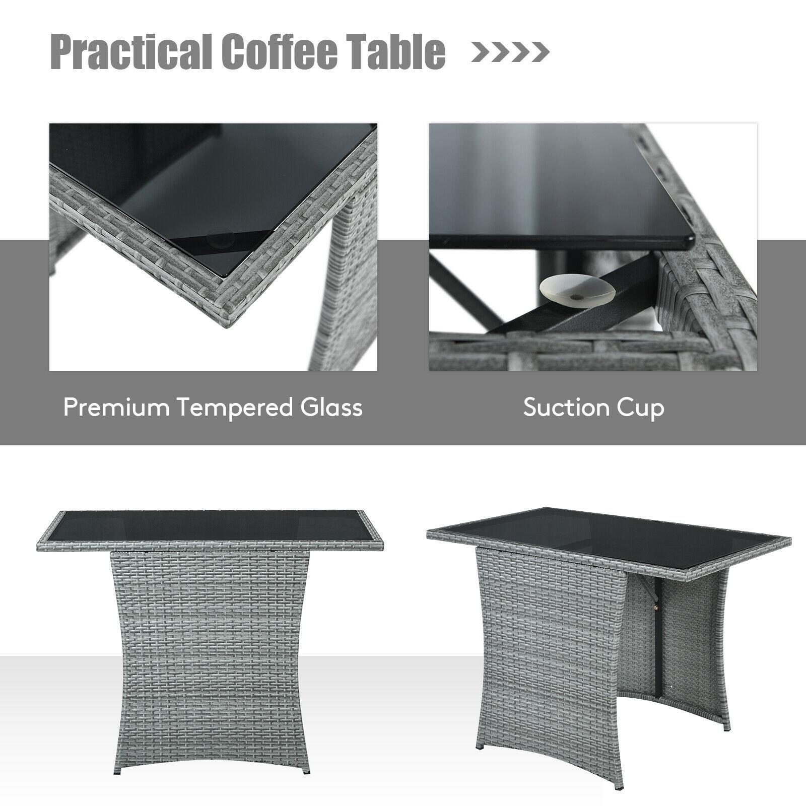 Canddidliike 3 Pieces Patio PE Rattan Furniture Set with 2 Ergonomic Chairs , Space-Saving Outdoor Conversation Set with Cushioned Armrest Sofa, Patio Bistro Set for Outdoor, White