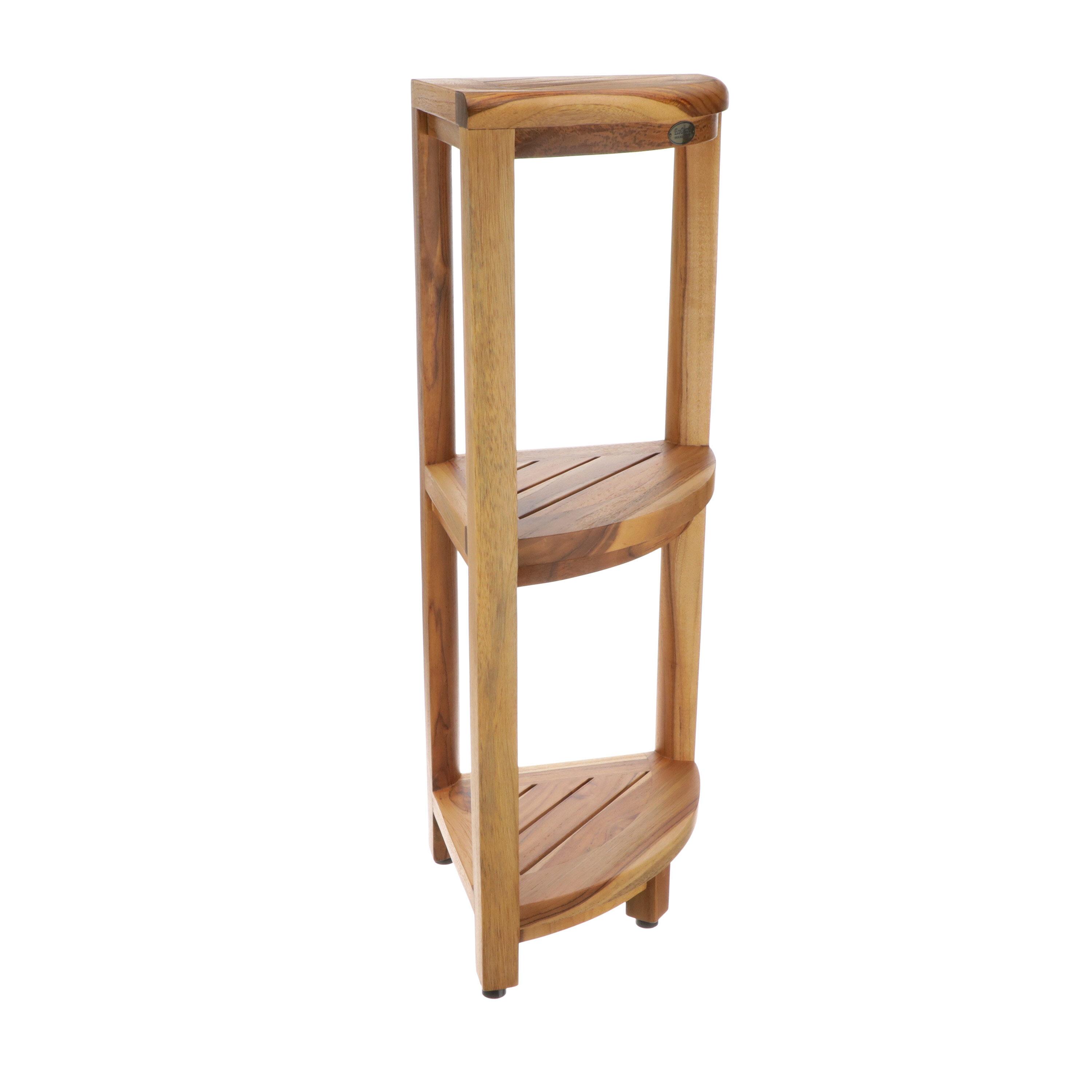 EcoDecors EcoDecors, Snazzy Corner, Teak Corner Shower Shelf, Shower Stand Corner, in EarthyTeak™