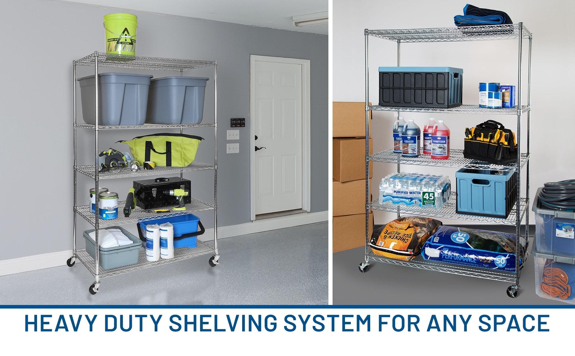 UltraDurable 24" D 5-Tier NSF-Certified Steel Shelving with Wheels