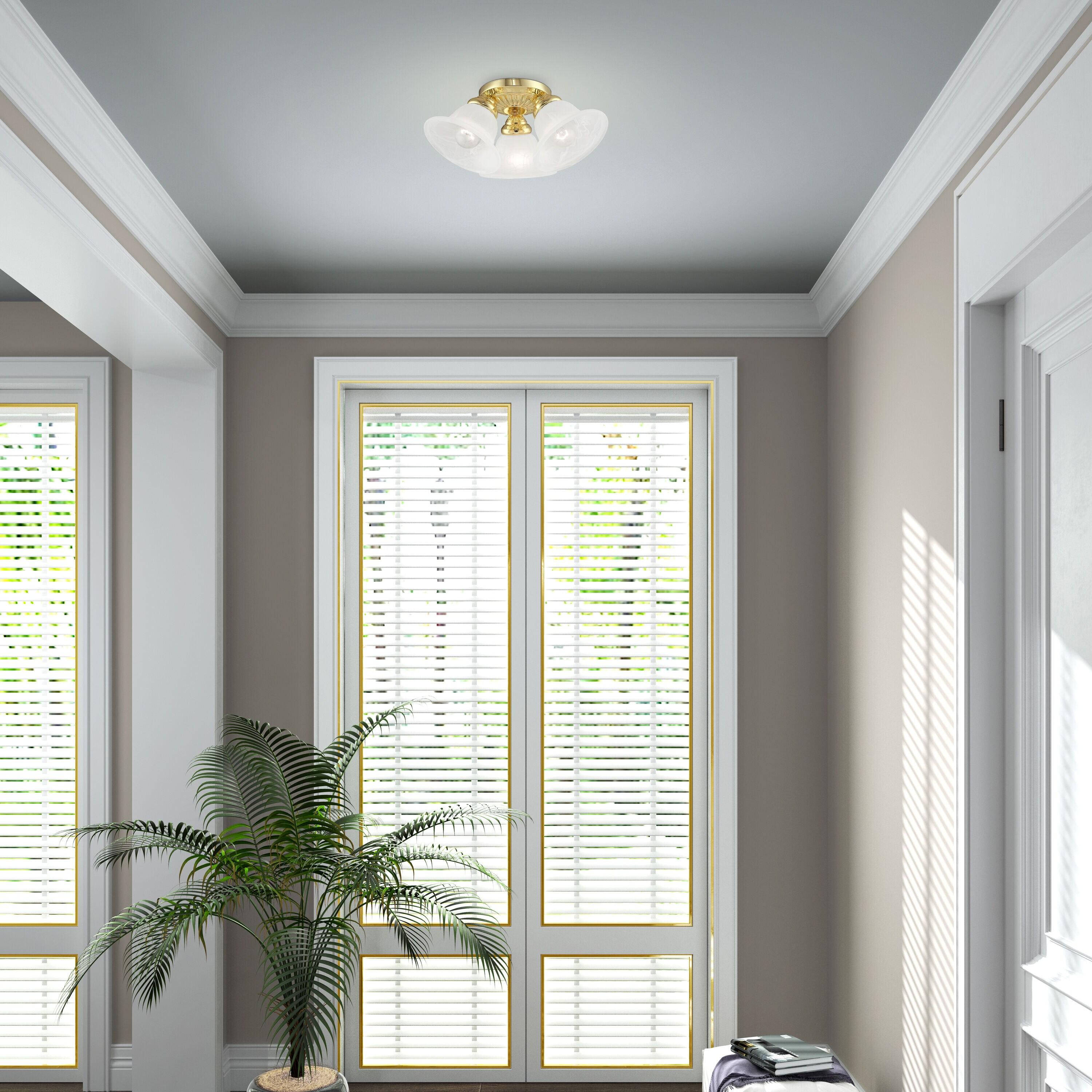 Livex Lighting Edgemont 3 - Light Flush Mount in  Polished Brass