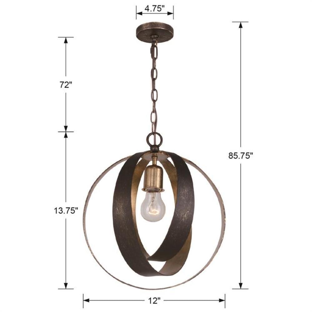 Crystorama Lighting Luna 1 - Light Chandelier in  English Bronze/Antique Gold