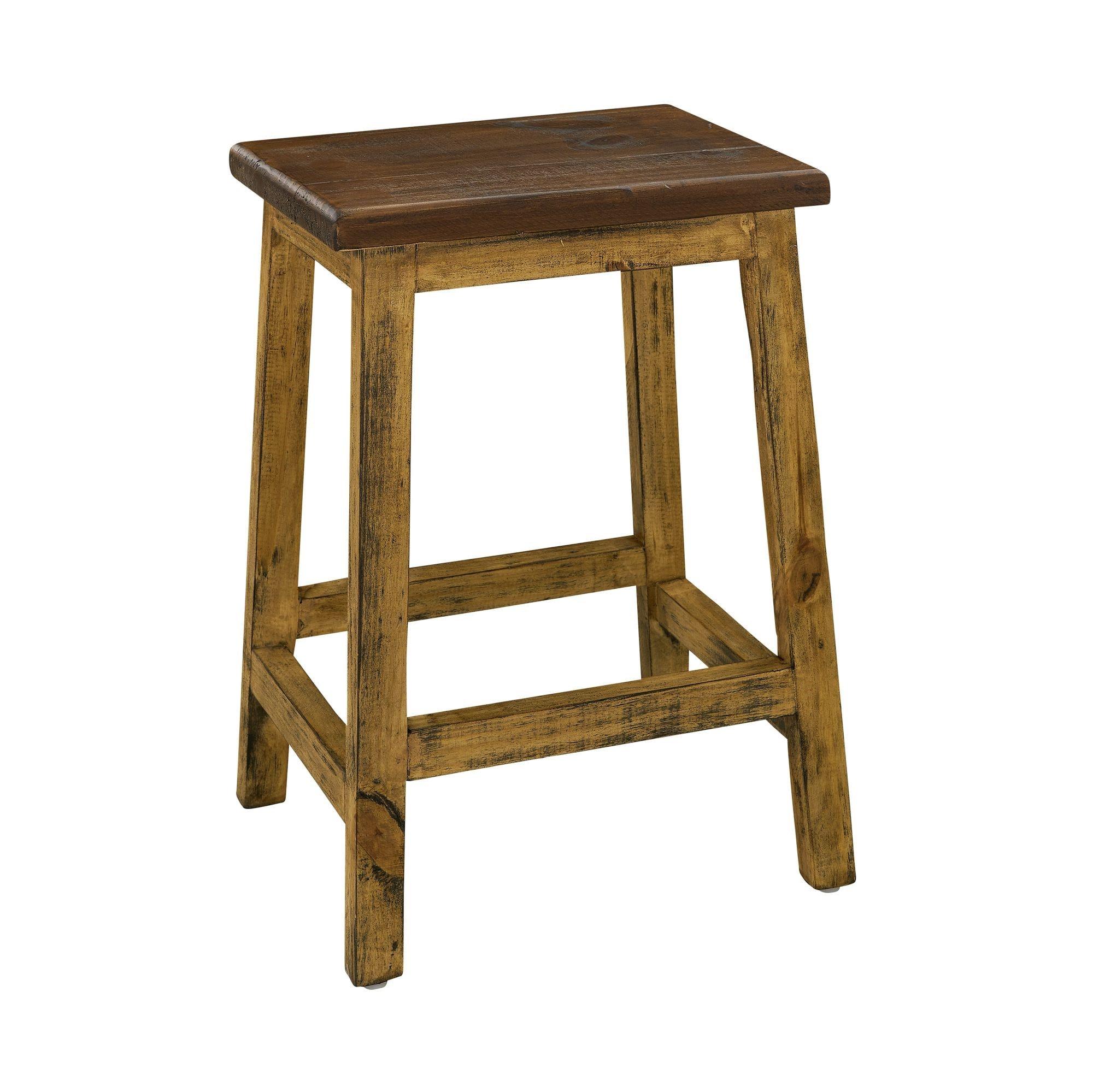 Abilene Distressed Brown Kitchen Island with 4 Stools