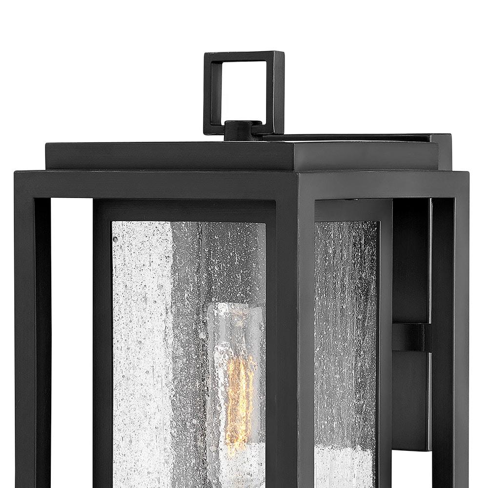 Black 16" Modern Outdoor Wall Light with Clear Seedy Glass