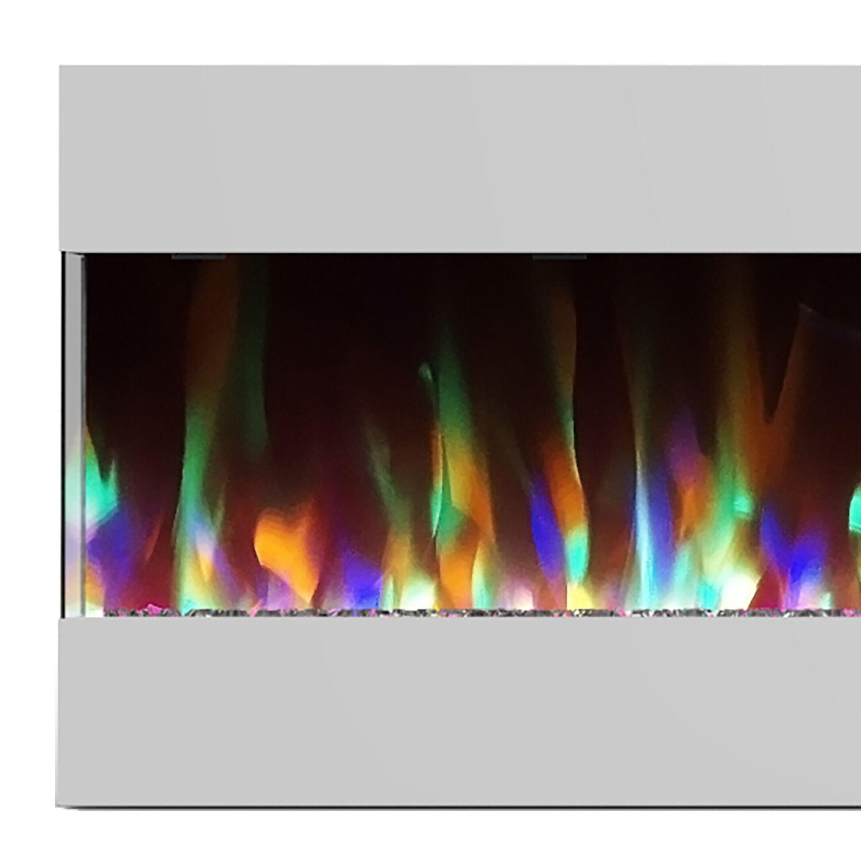 Cambridge Cambridge Recessed Wall Mounted Electric Fireplace with Crystal Rock Display