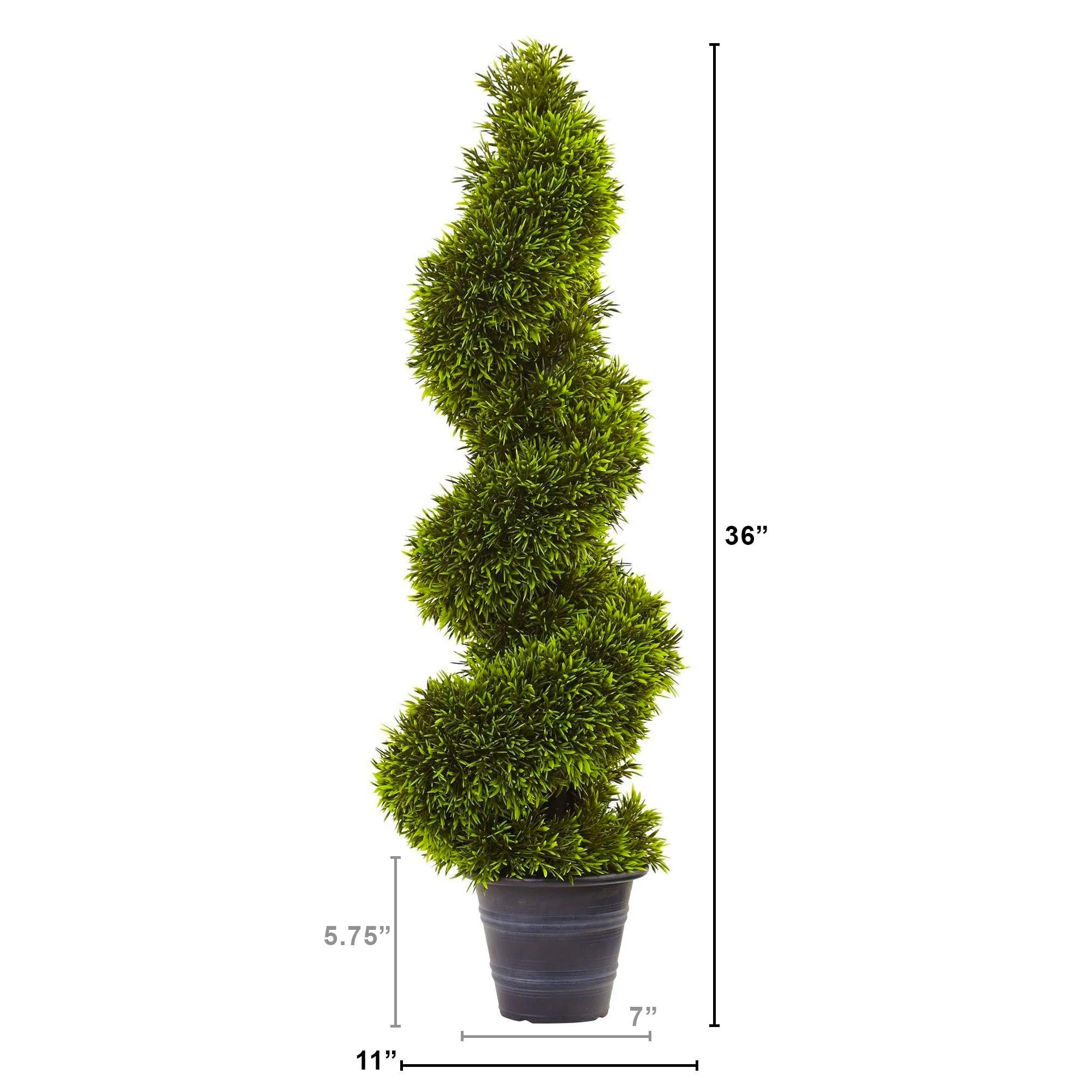 Nearly Natural 3-ft Grass Spiral Topiary with Deco Planter