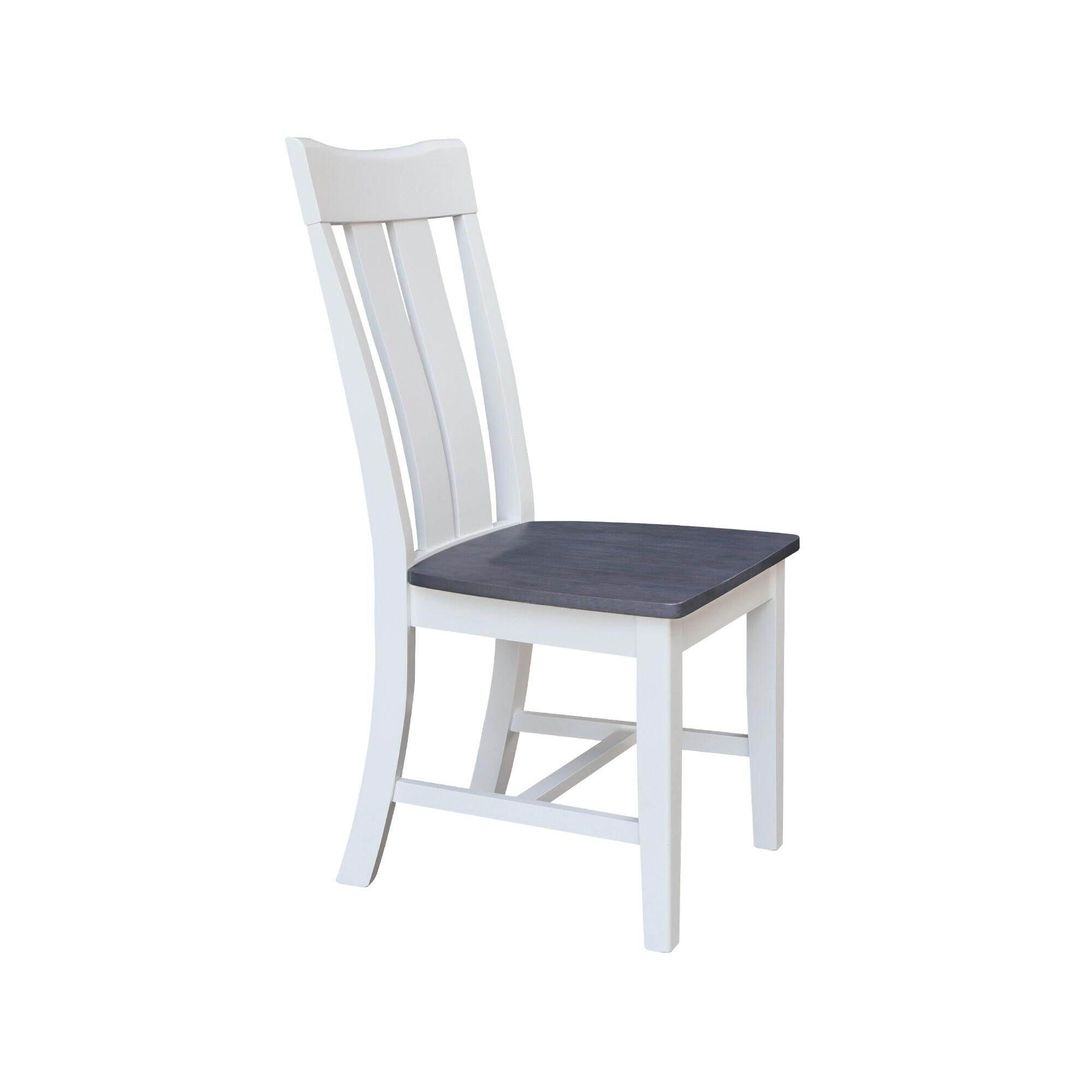 International Concepts Ava Solid Wood Dining Side Chair in White (Set of 2)