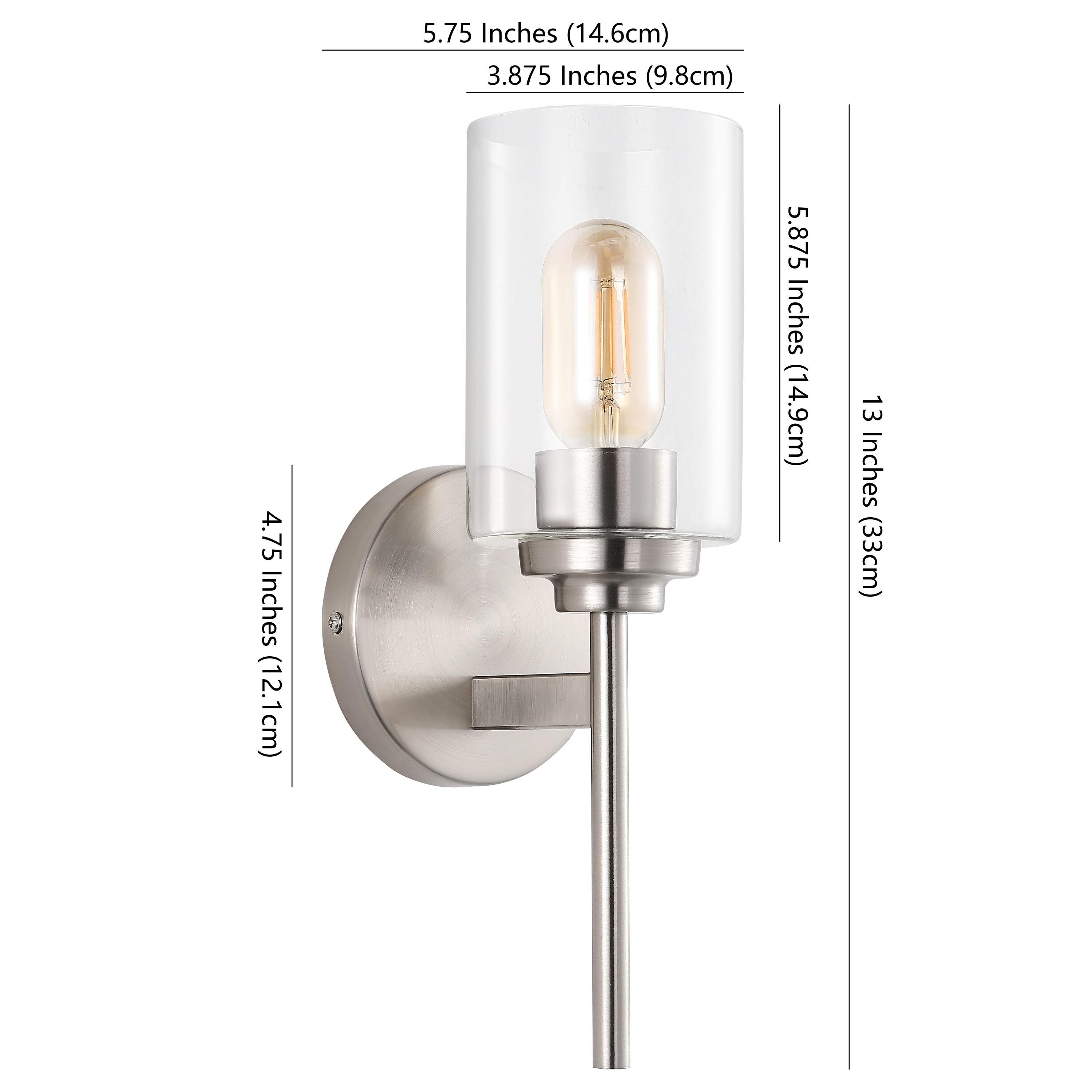 Juno 13 in. 1-Light Nickel Farmhouse Industrial Iron Cylinder LED Wall Sconce Vanity Light