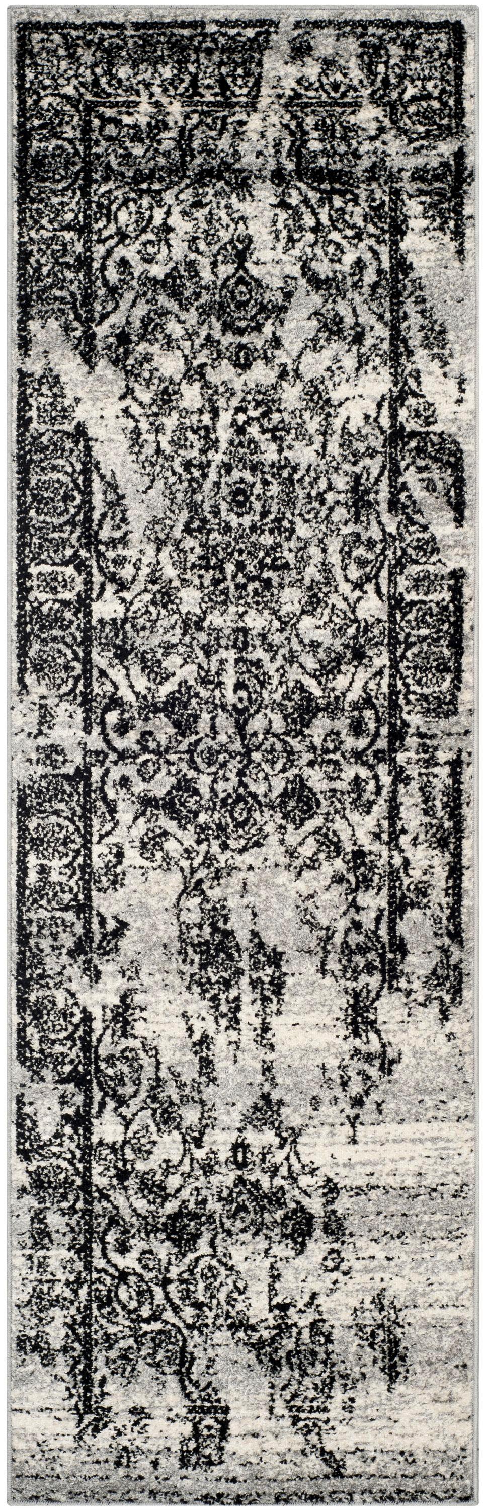 Adirondack ADR101 Power Loomed Runner Rug - Silver/Black - 2'6"x20' - Safavieh.