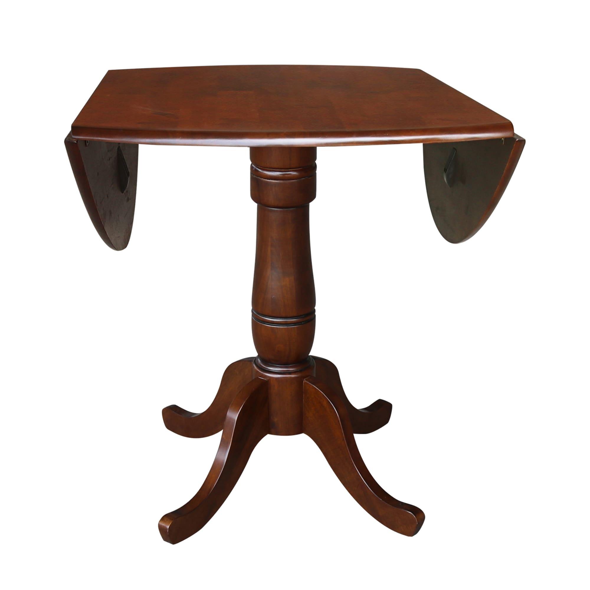 International Concepts 42 inches Round Pedestal Gathering Height Table with Two Counter Height Stools, Espresso