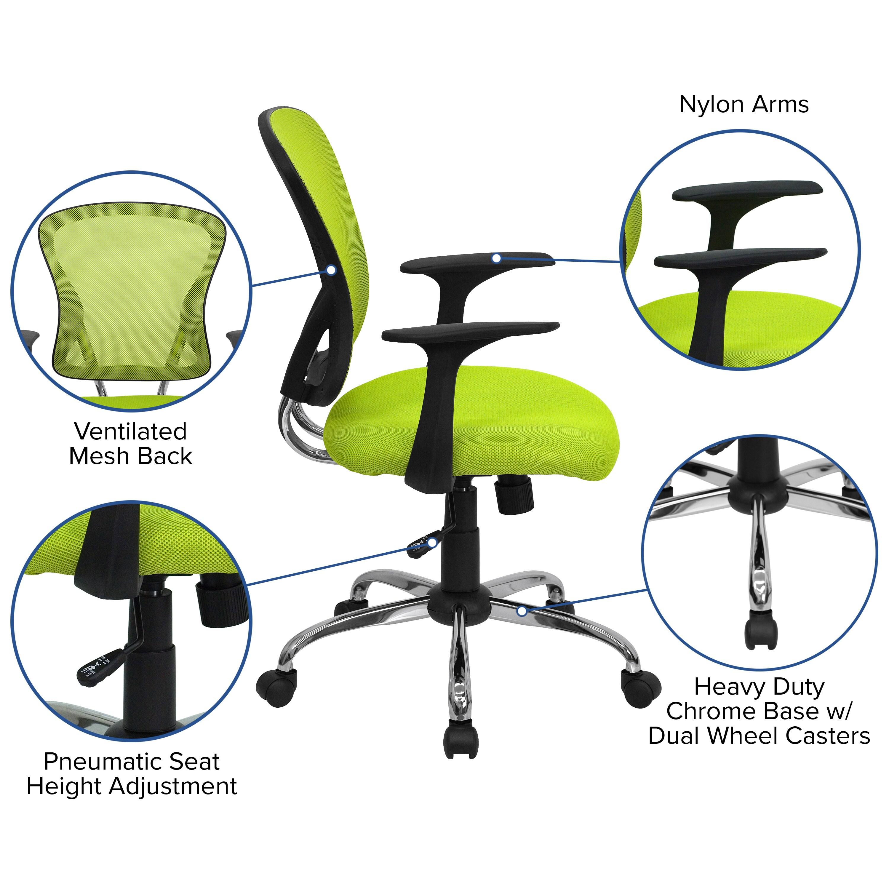 Flash Furniture Mid-Back Mesh Swivel Task Office Chair with Chrome Base and Arms