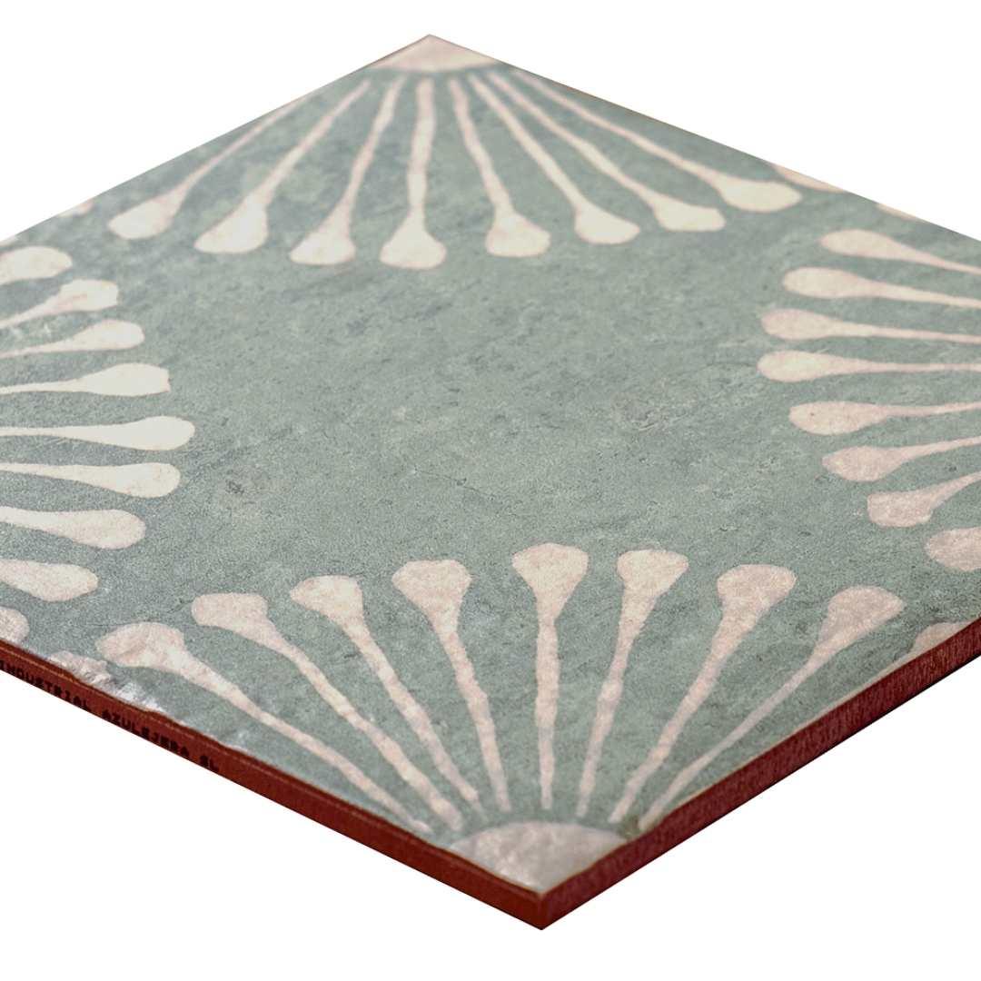 The Tile Life Amanecer Verde Porcelain Encaustic Tile Sample - 8 x 8 in. - 1-Piece - Floor, Wall & Backsplash