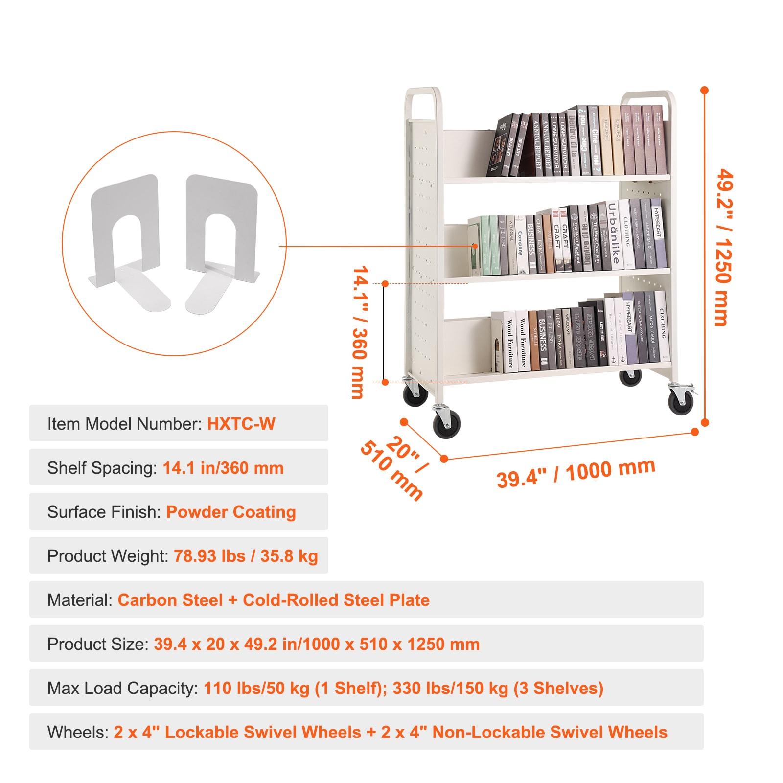 Stellweilan Tessberg 49.2'' H Book Cart with Wheels