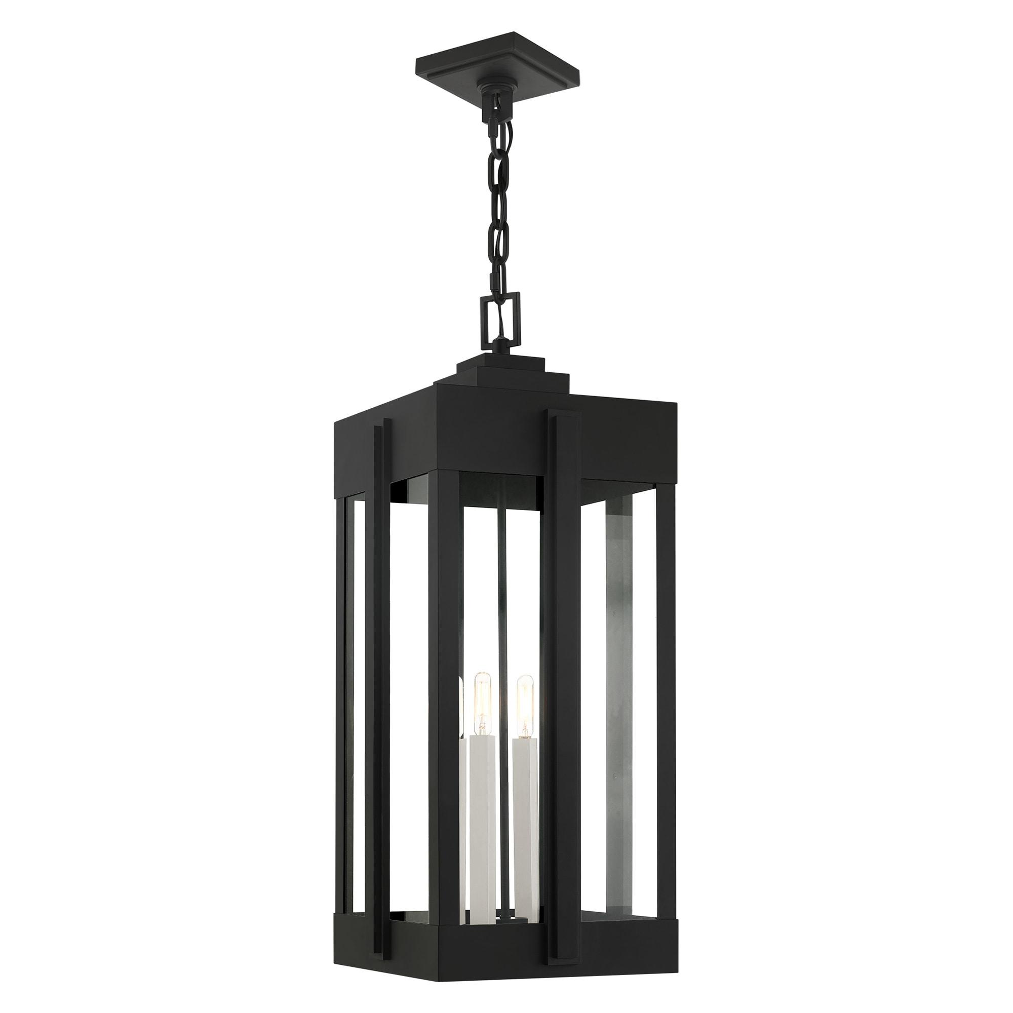 27720-04-Livex Lighting-Lexington - 4 Light Outdoor Pendant Lantern in Art Deco Style - 12.63 Inches wide by 29.88 Inches high-Black Finish