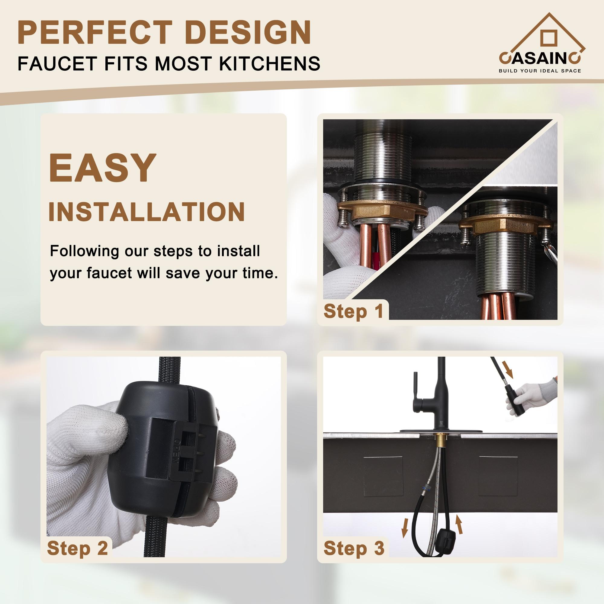 CASAINC Single-Handle Pull-Down Kitchen Faucet Single Hole Faucet