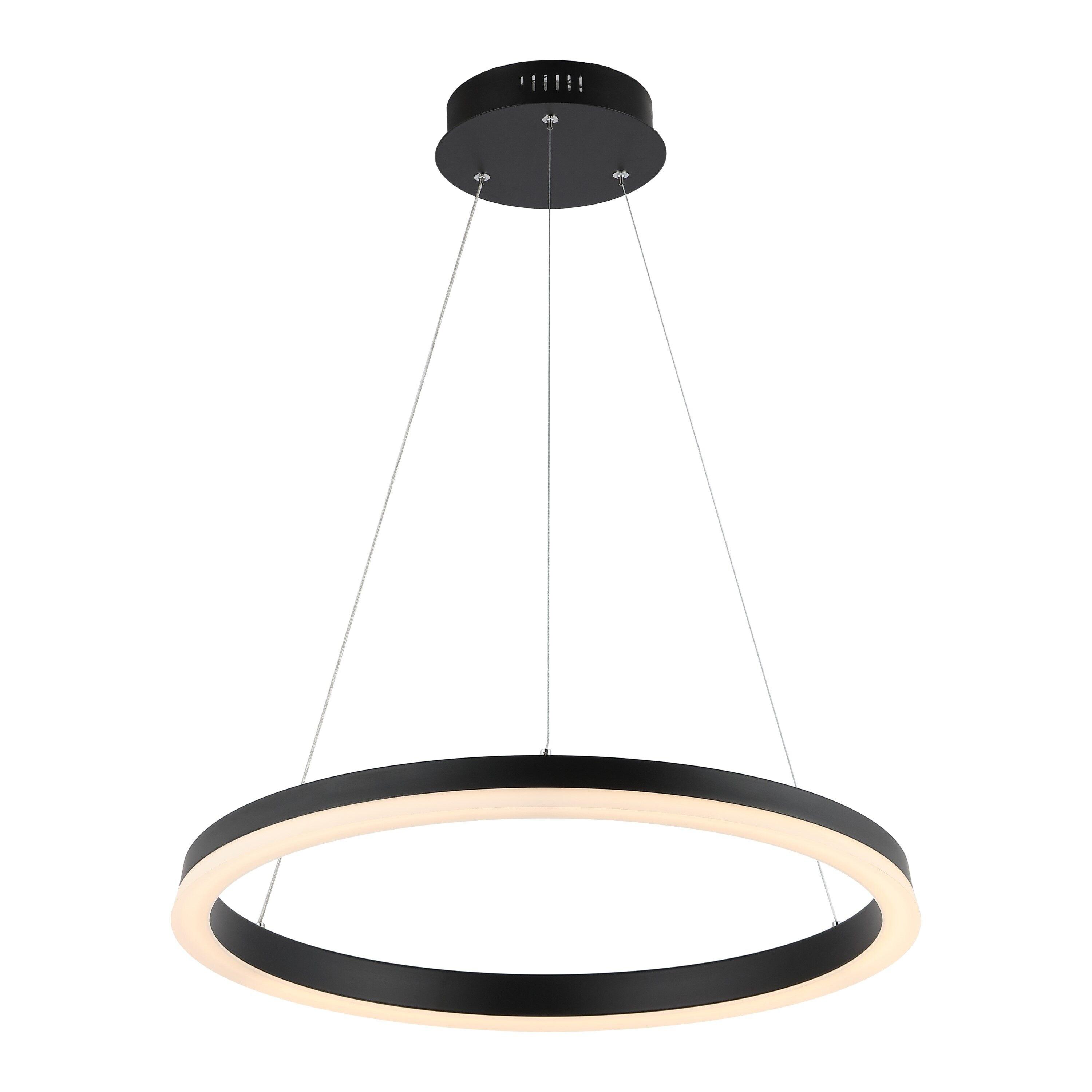 Brice 24" Round Integrated LED Metal Pendant, Matte Black
