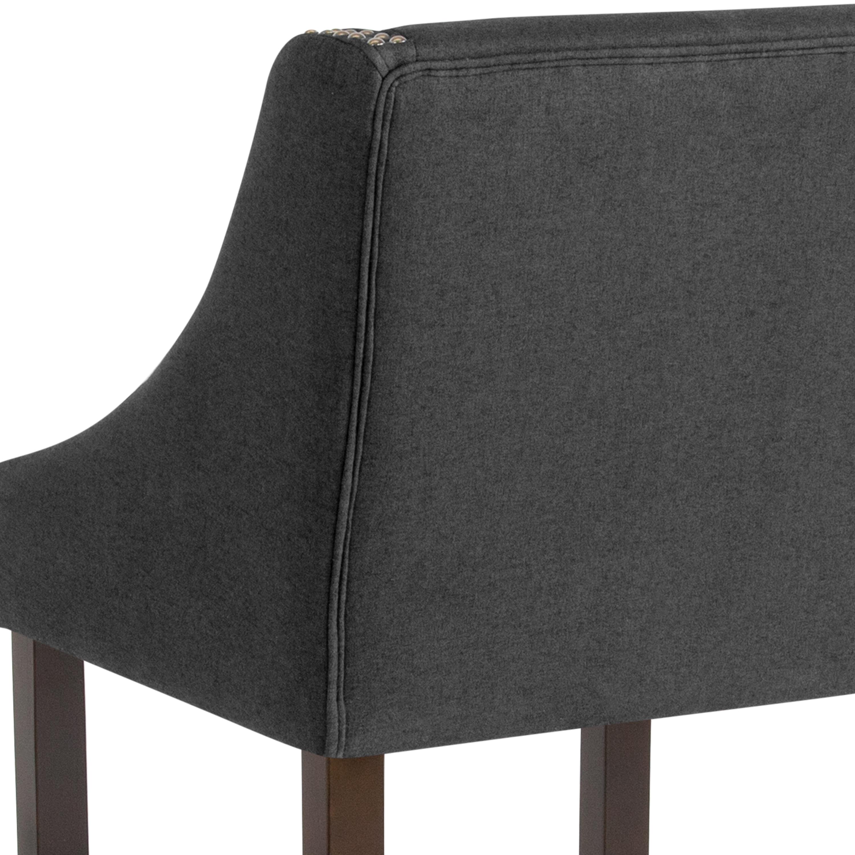 Flash Furniture Carmel Series 24" High Transitional Walnut Counter Height Stool with Accent Nail Trim in Charcoal Fabric