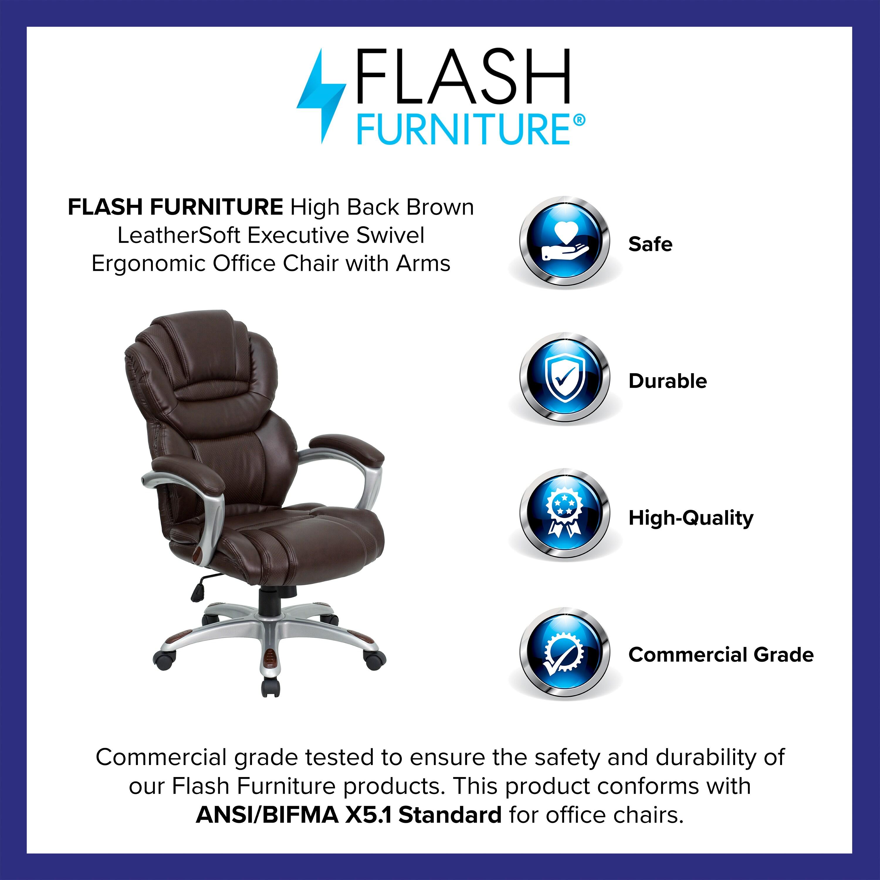 Flash Furniture High Back Executive Swivel Ergonomic Office Chair with Accent Layered Seat
