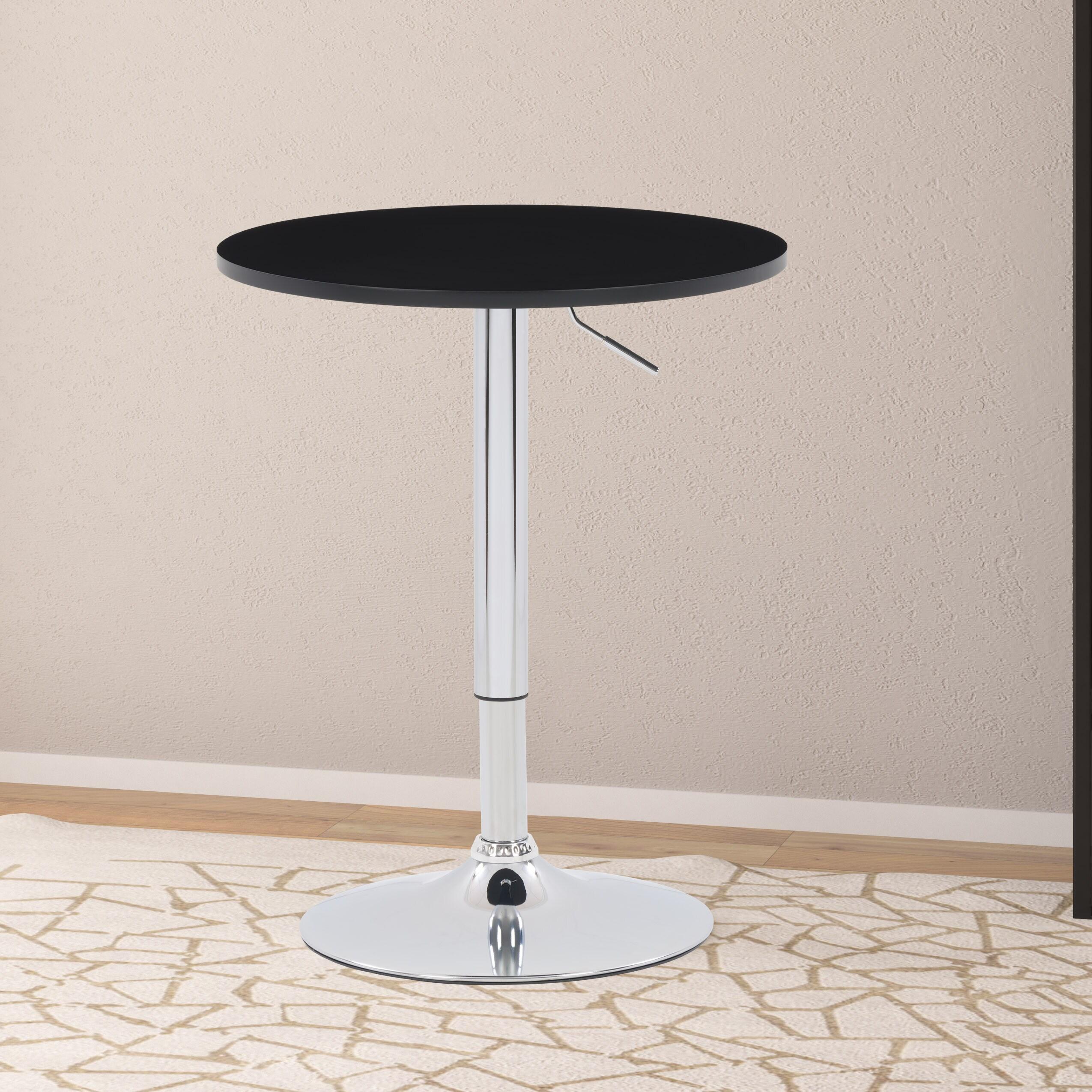 Round Adjustable Pedestal Dining Table Black - CorLiving