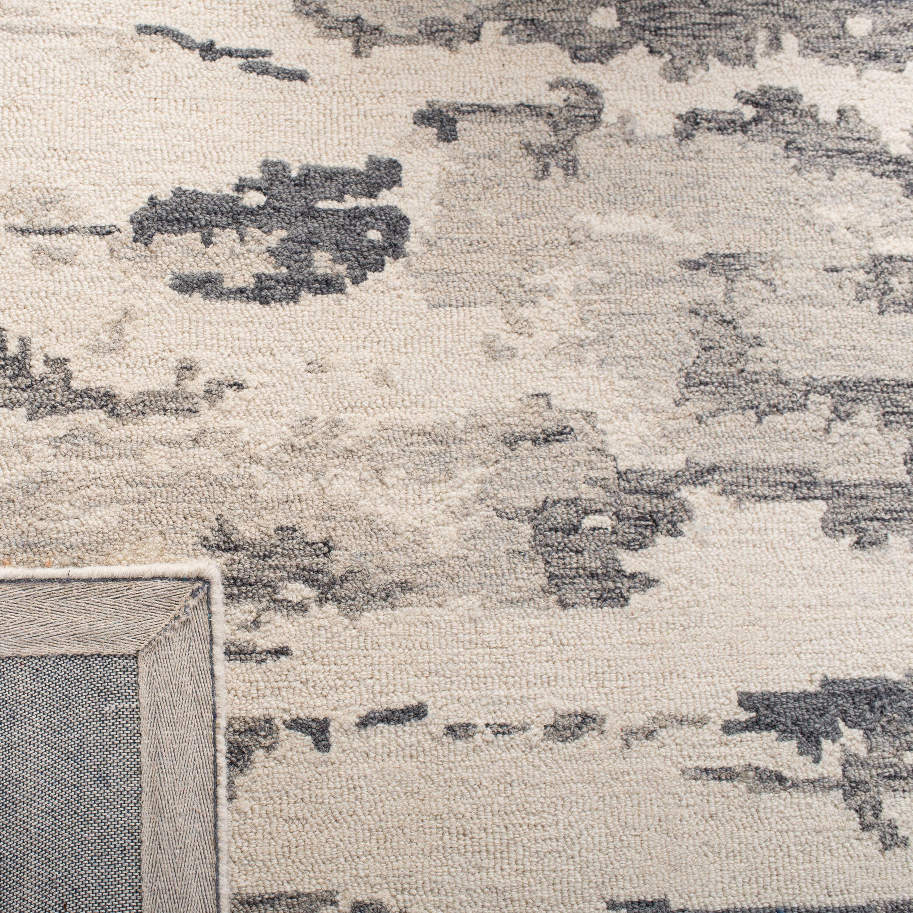 Abstract ABT465 Handmade Indoor Area Rug - Charcoal/Ivory - 4'x4' - Safavieh