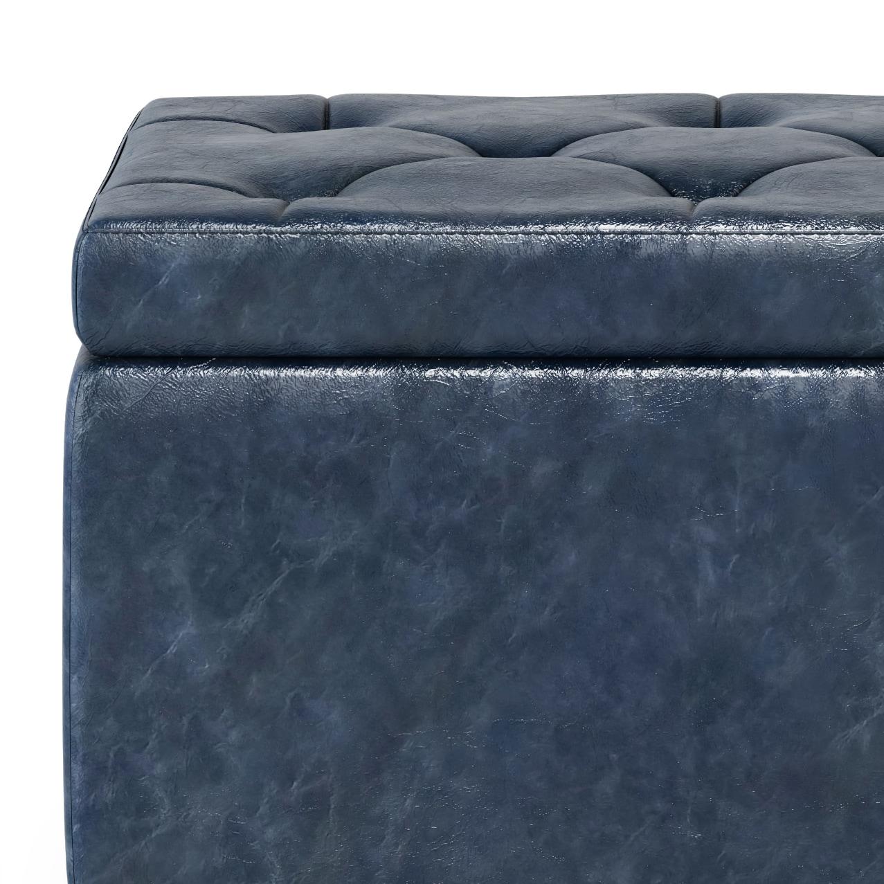 Simpli Home Hamilton 48"W Upholstered Storage Ottoman Bench with Lift-Top Lid, Tufted Design, and Nailhead Trim