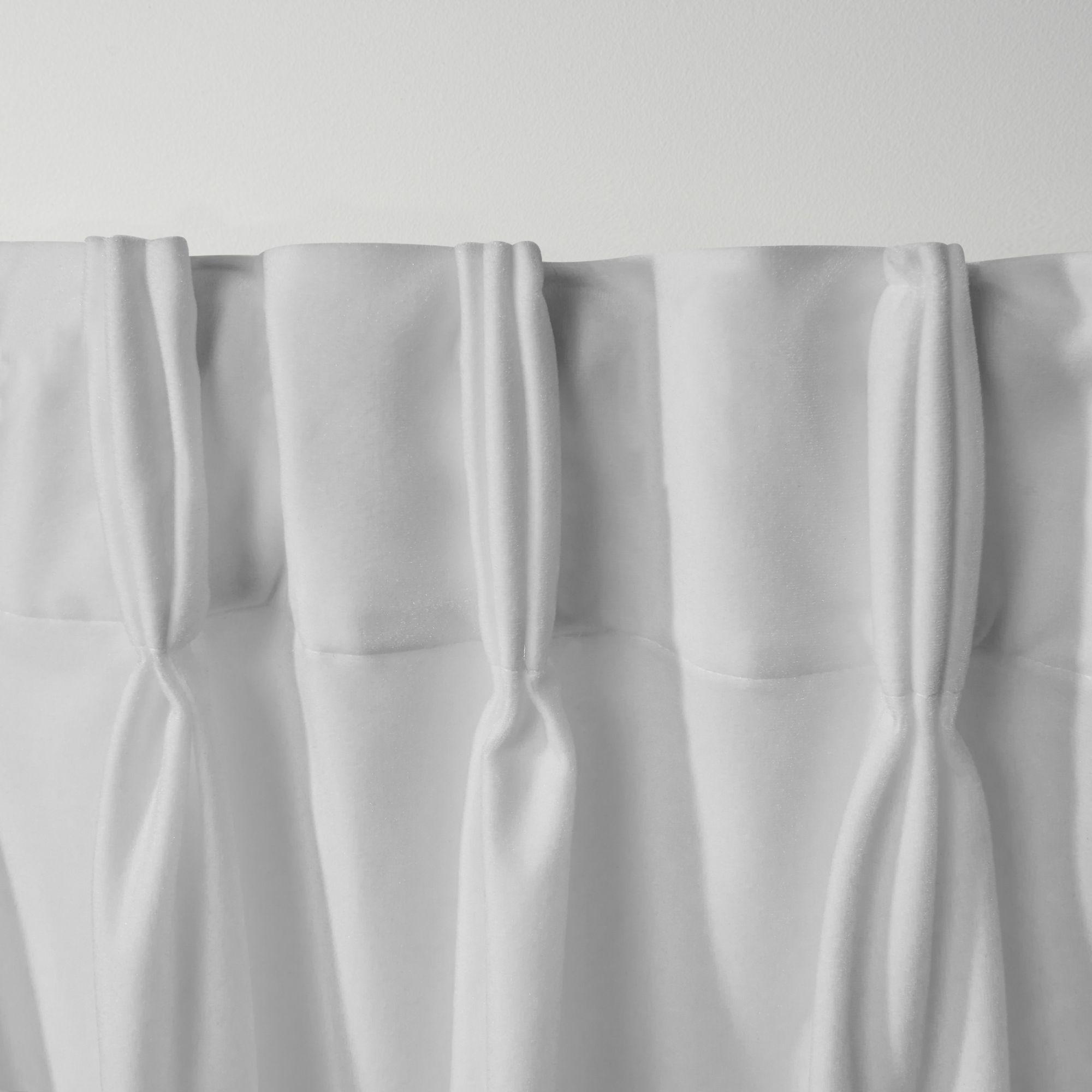 Set of 2 (96"x54") Velvet Back Tab Light Filtering Window Curtain Panels White - Exclusive Home: Polyester, Plain Weave