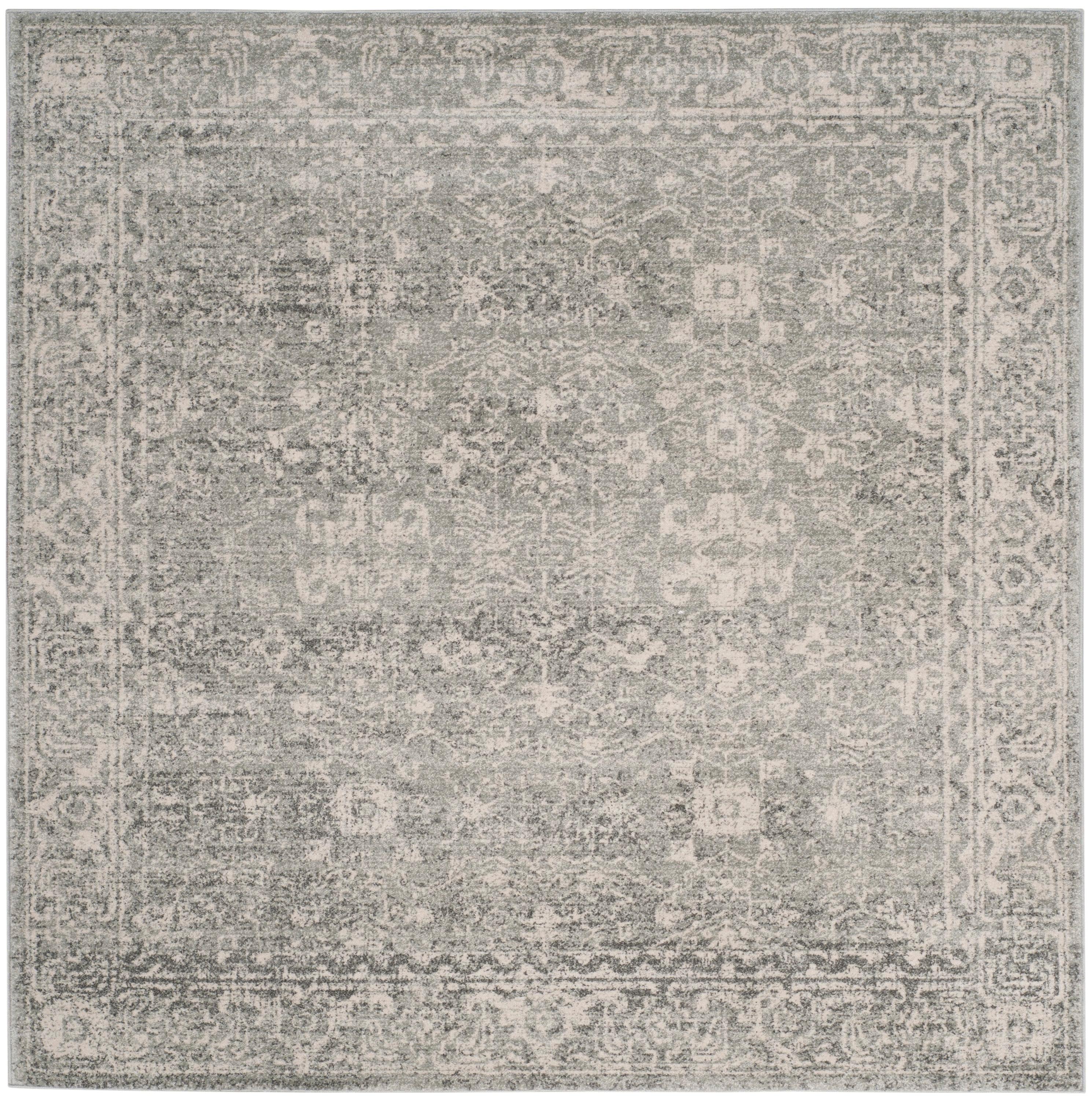 Evoke EVK270 Power Loomed Area Rug Silver / Ivory 6'-7" X 6'-7" Square - Safavieh.