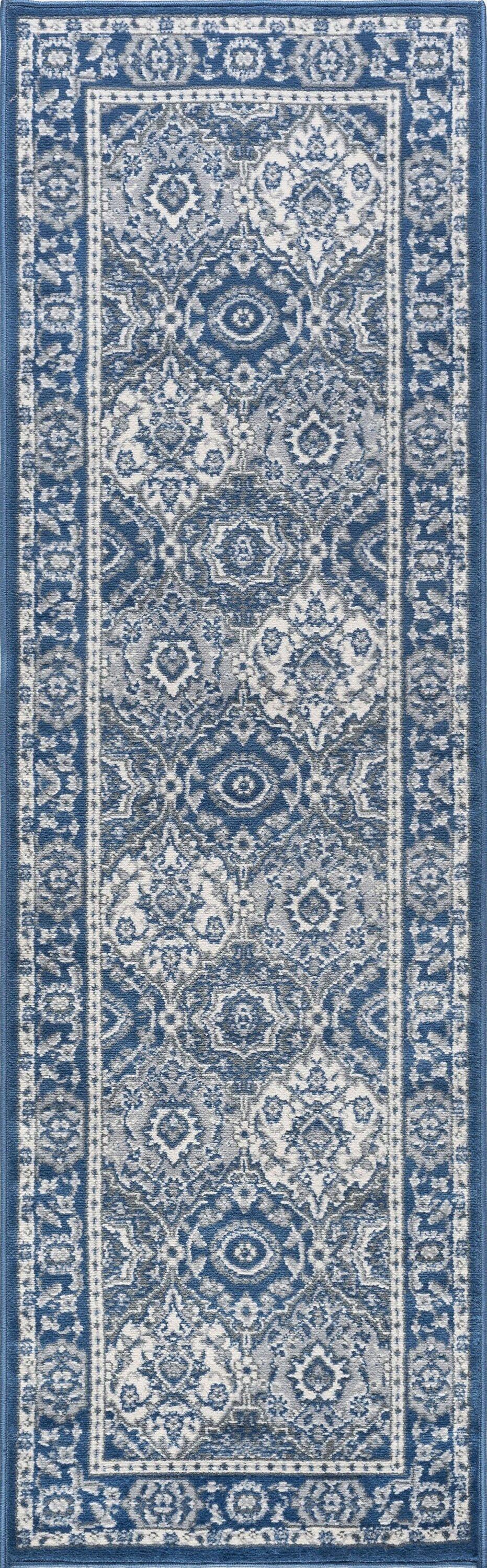 Tayse Madison Area Rug MDN3607 Traditional Navy Rings Repeat 2' 3" x 7' 3" Rectangle