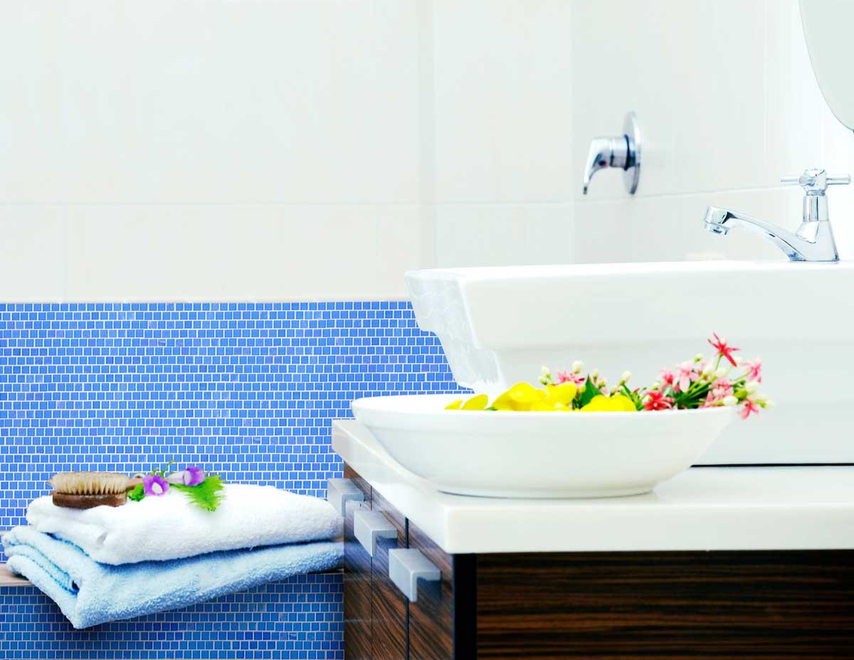 Abolos Landscape 1 in. x 1 in. Translucent Glass Plastic Face Mounted Brick Mosaic Designer Pool Tile