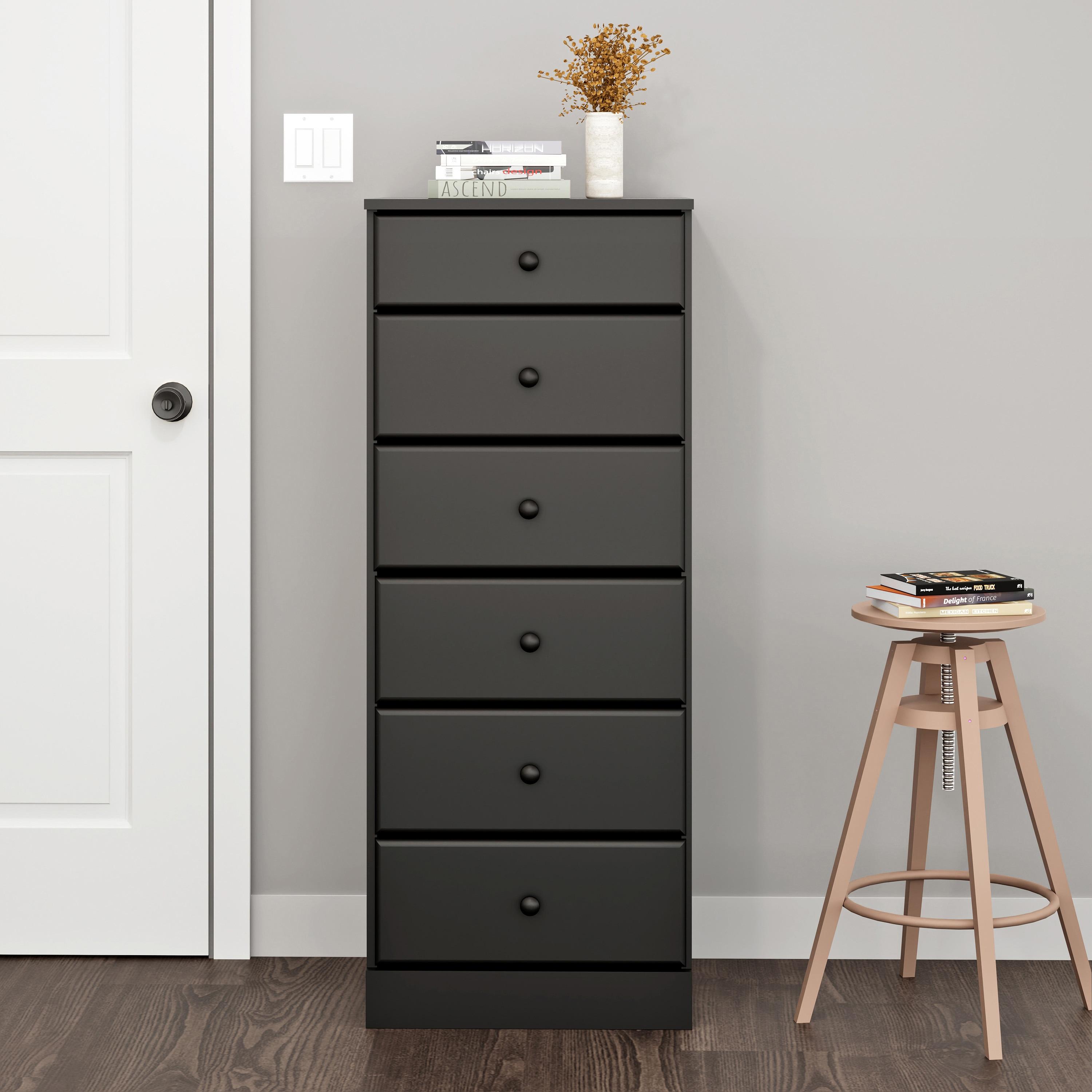 Astrid 6 Drawer Tall Chest Black - Prepac: Space-Saving Vertical Storage for Bedroom