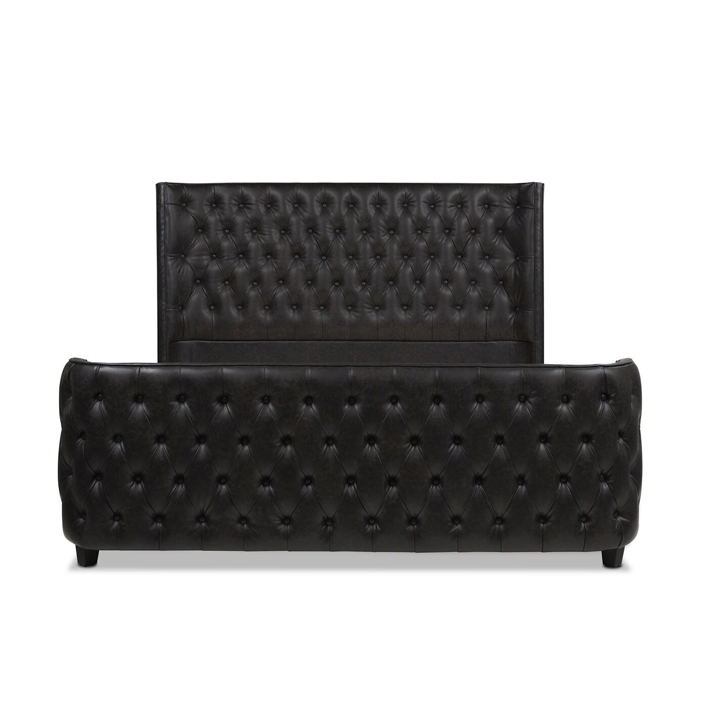Brooklyn King-Size Luxe Wood Frame Upholstered Bed with Tufted Nailhead Trim