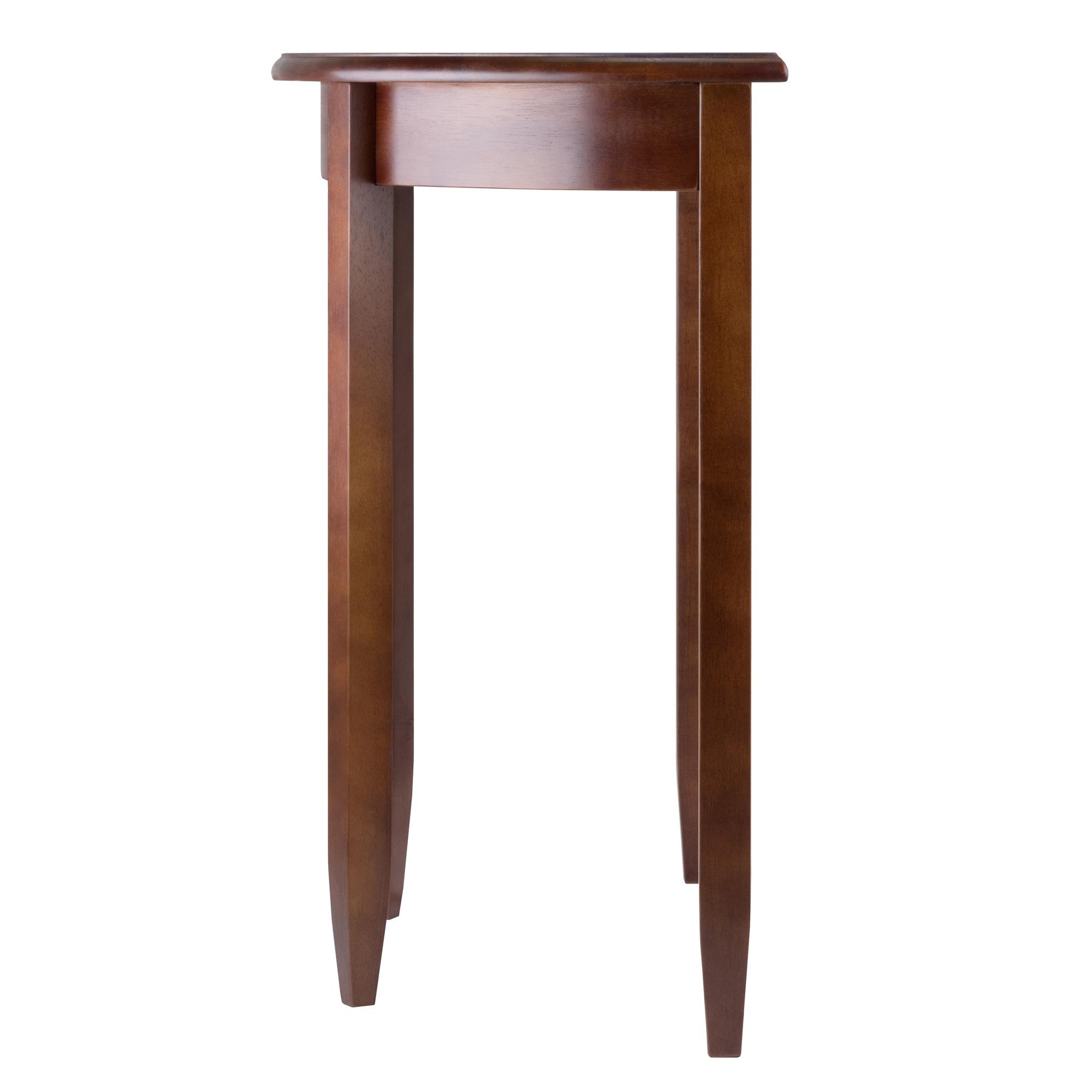 Concord Half Moon Accent Table: Antique Walnut, Tapered Legs, Space-Saving Design - Winsome