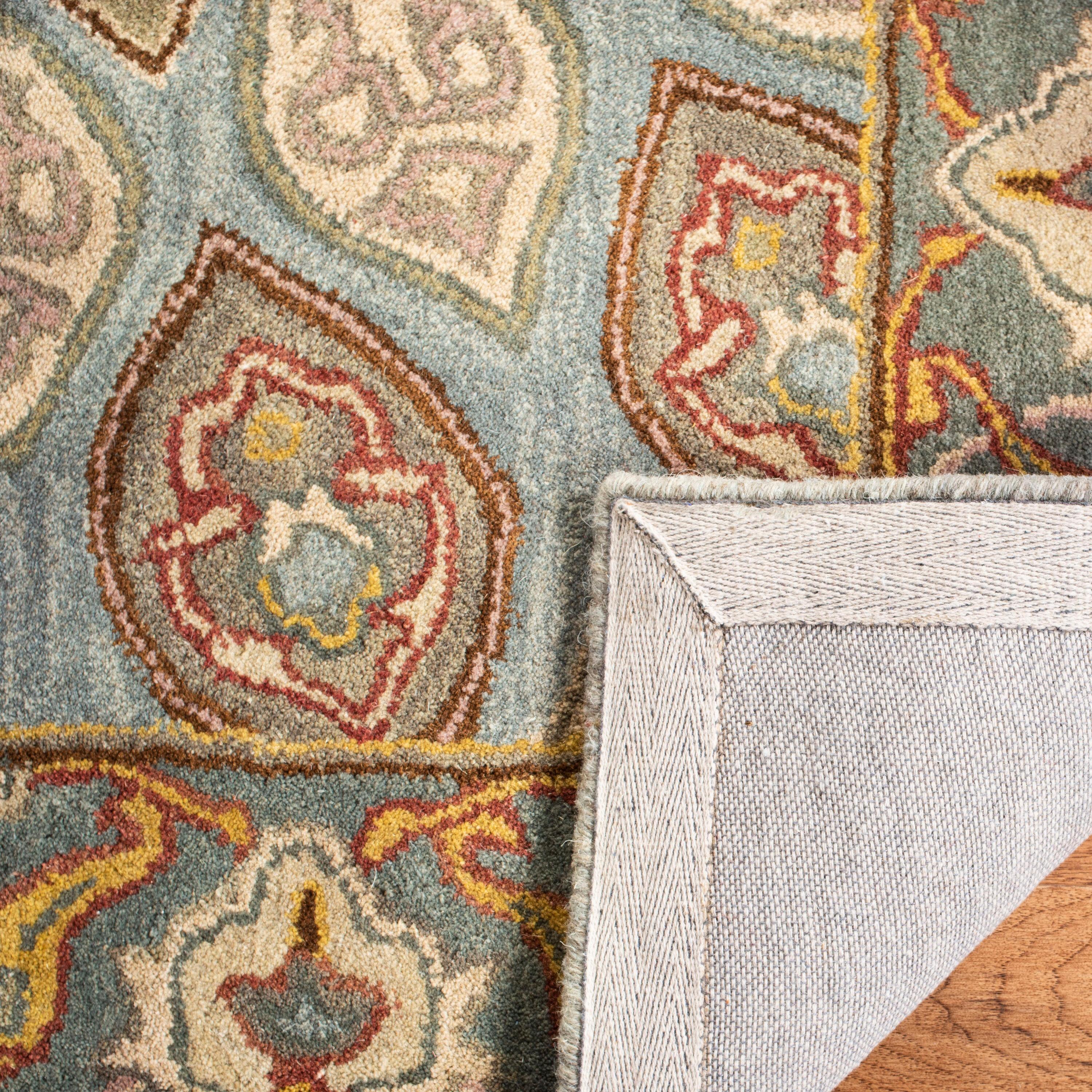 SAFAVIEH Heritage Shevon Traditional Wool Area Rug, Blue/Grey, 10' x 10' Square