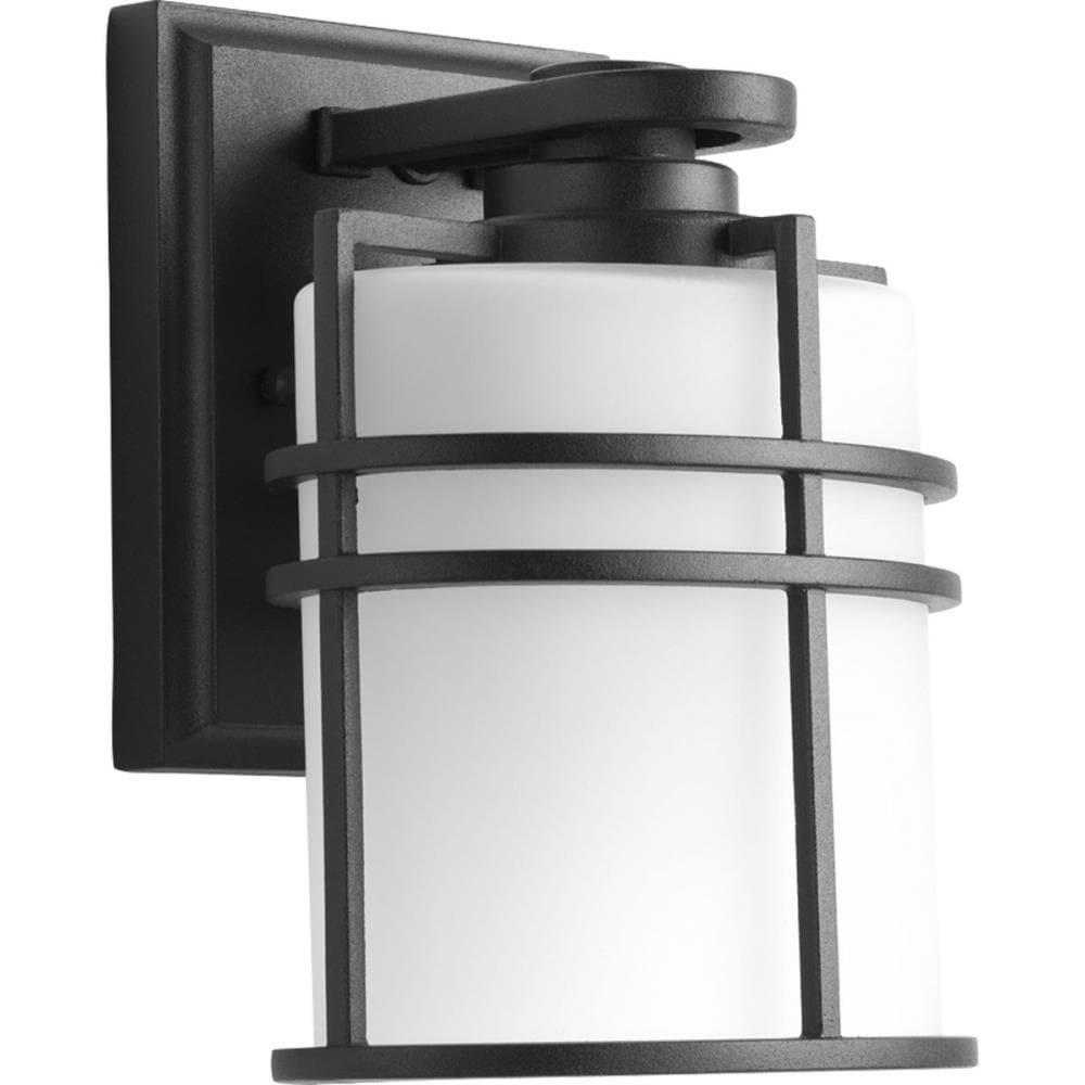 Progress Lighting Format 1-Light Small Wall Lantern, Black, Etched Glass Shade