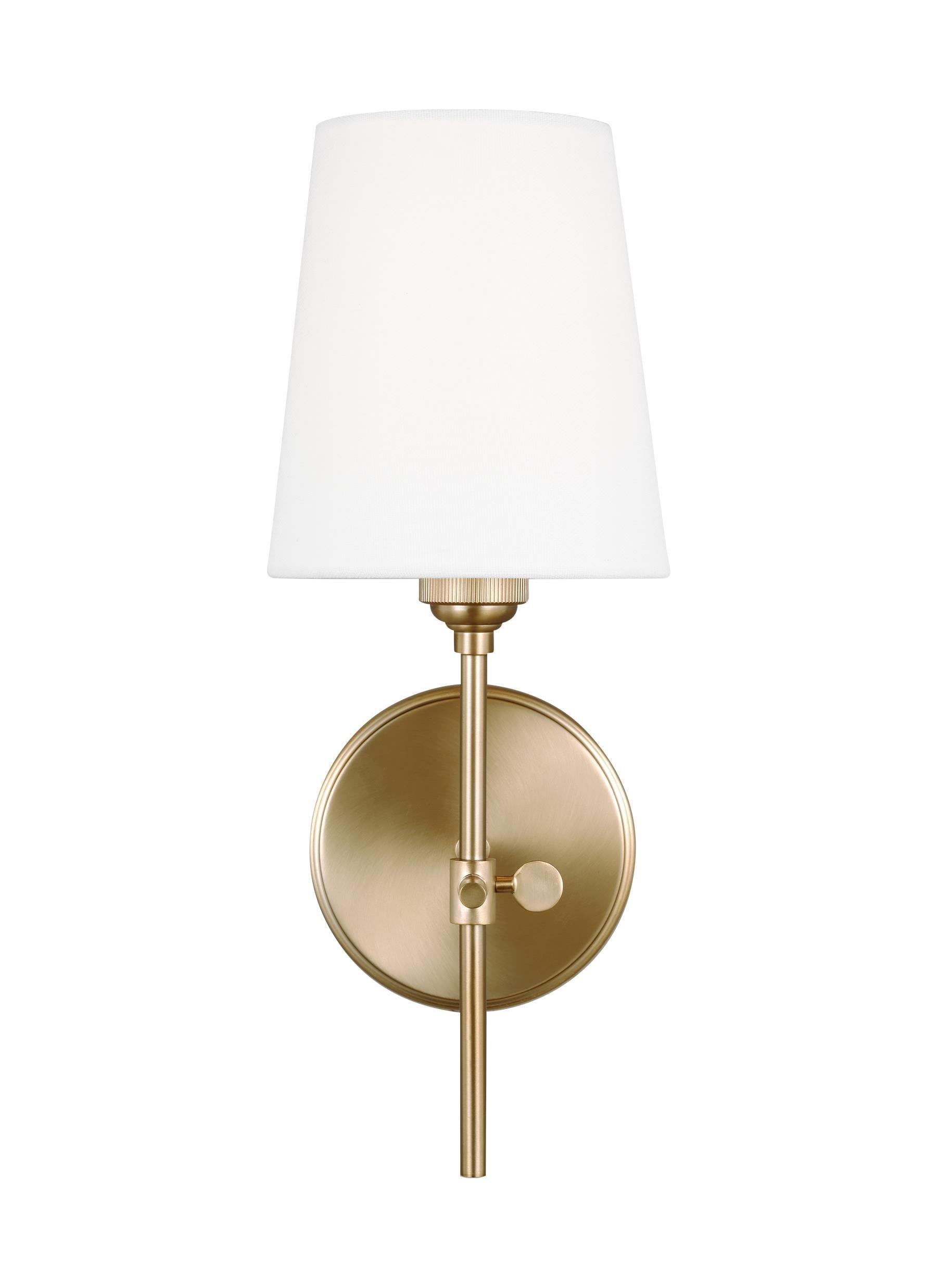 Generation Lighting 1-Light Baker Bath Fixture Wall Lamp Satin Brass 4187201-848 | Bathroom Light Fixture for Home Decor | Wall Sconce Vanity Light Fixture and Bathroom Accessory