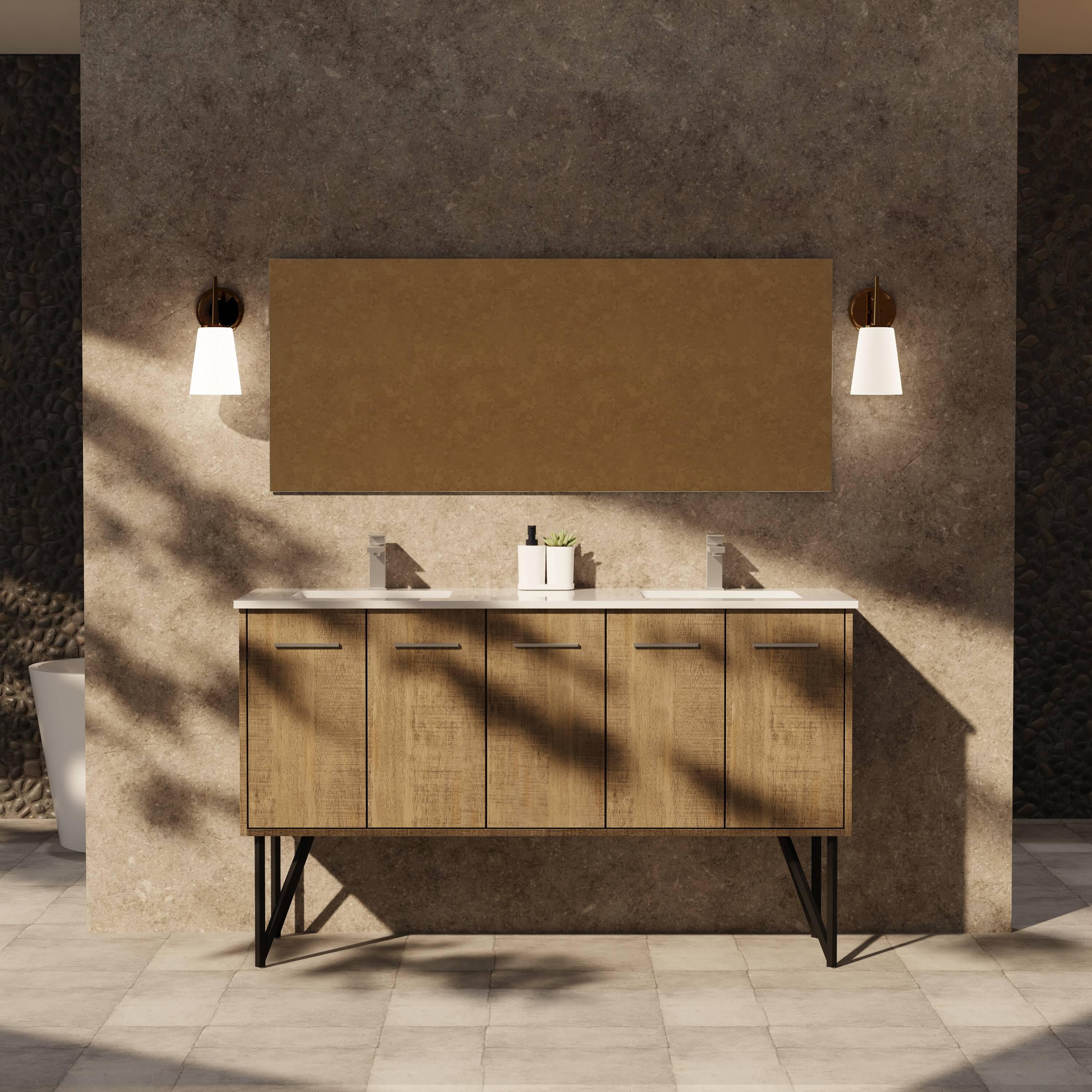 Lancy 60'' Double Bathroom Vanity with Cultured Marble Top