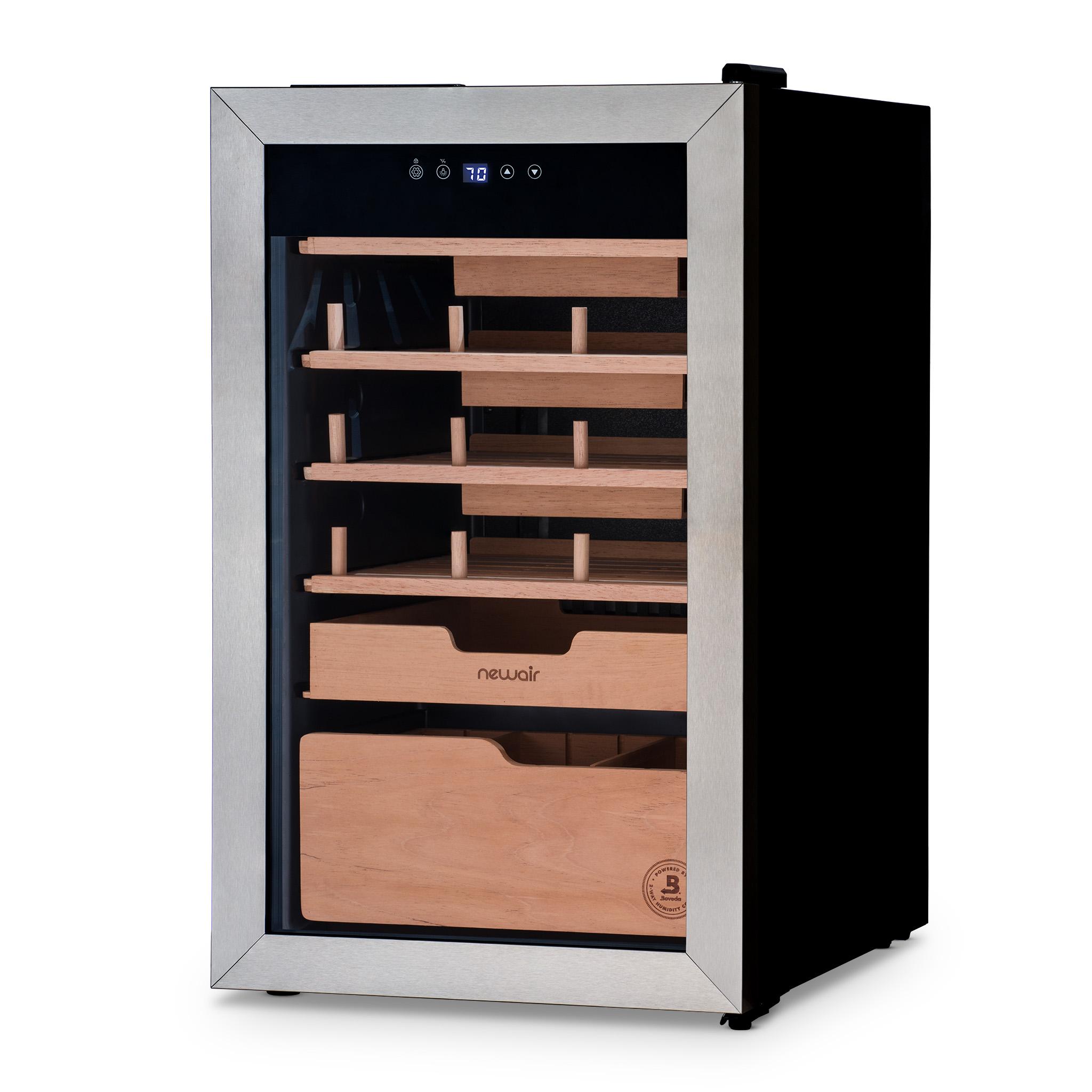 Newair x Boveda 500 Count Electric Humidor, Spanish Cedar Shelves, Temperature Control,Cigar Humidor