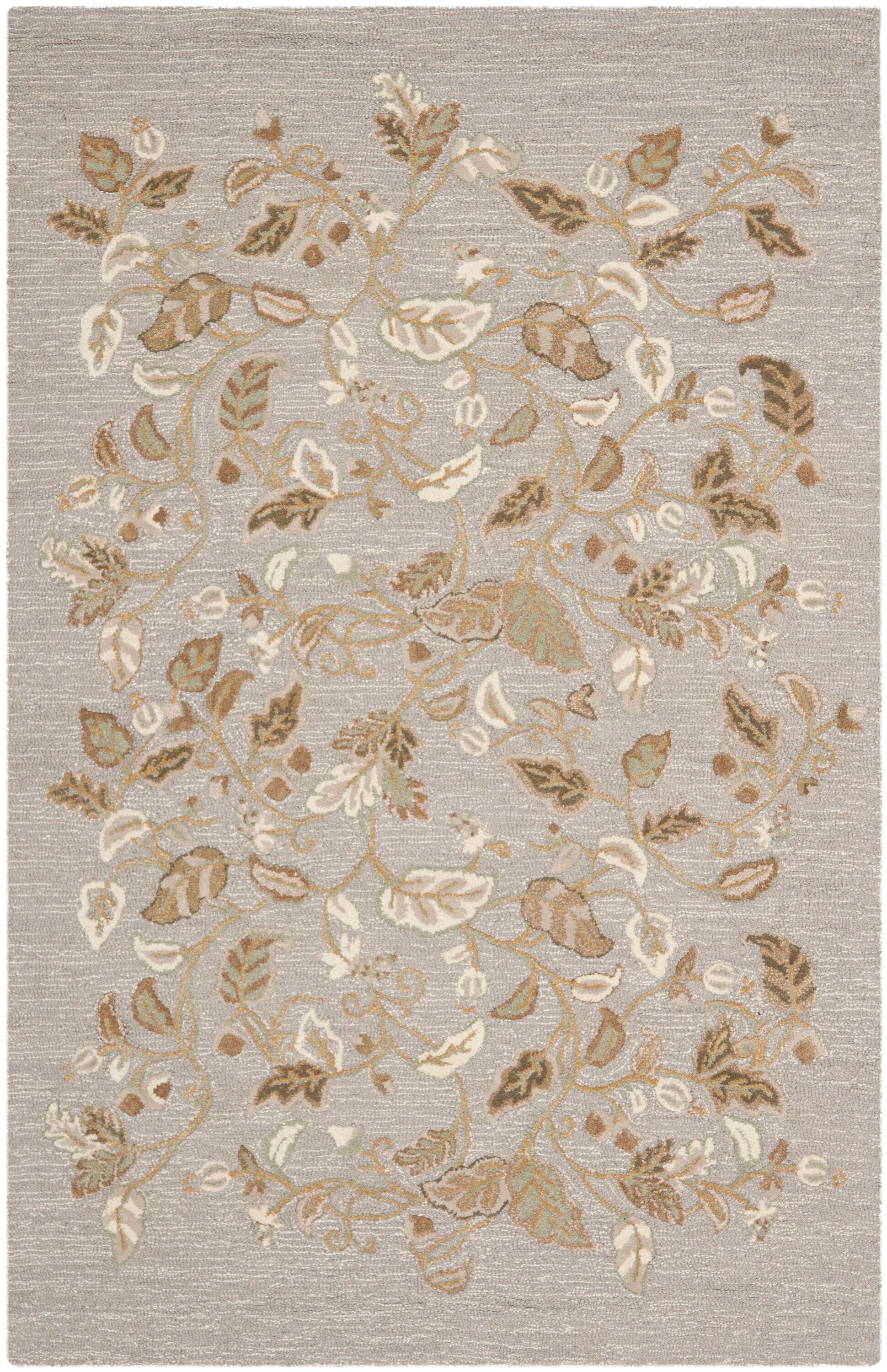 SAFAVIEH Martha Stewart Autumn Woods Floral Area Rug, Grey Squirrel, 5' x 8'