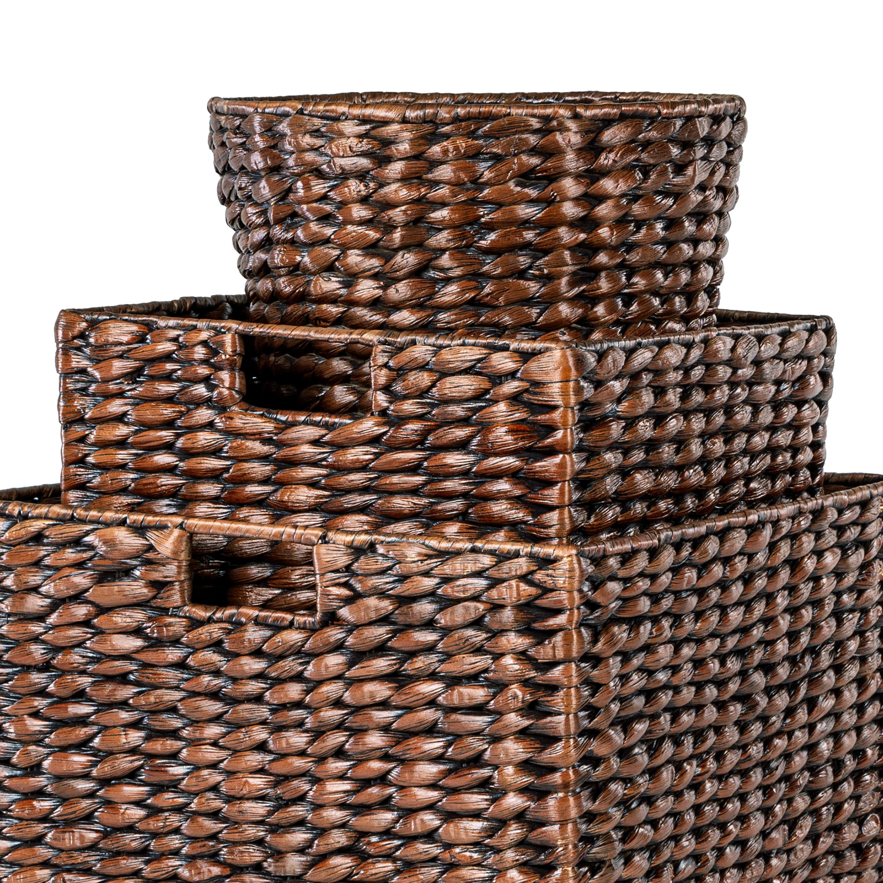 Traditional Assorted Hand-Woven Hyacinth/Iron Baskets (Set of 10)