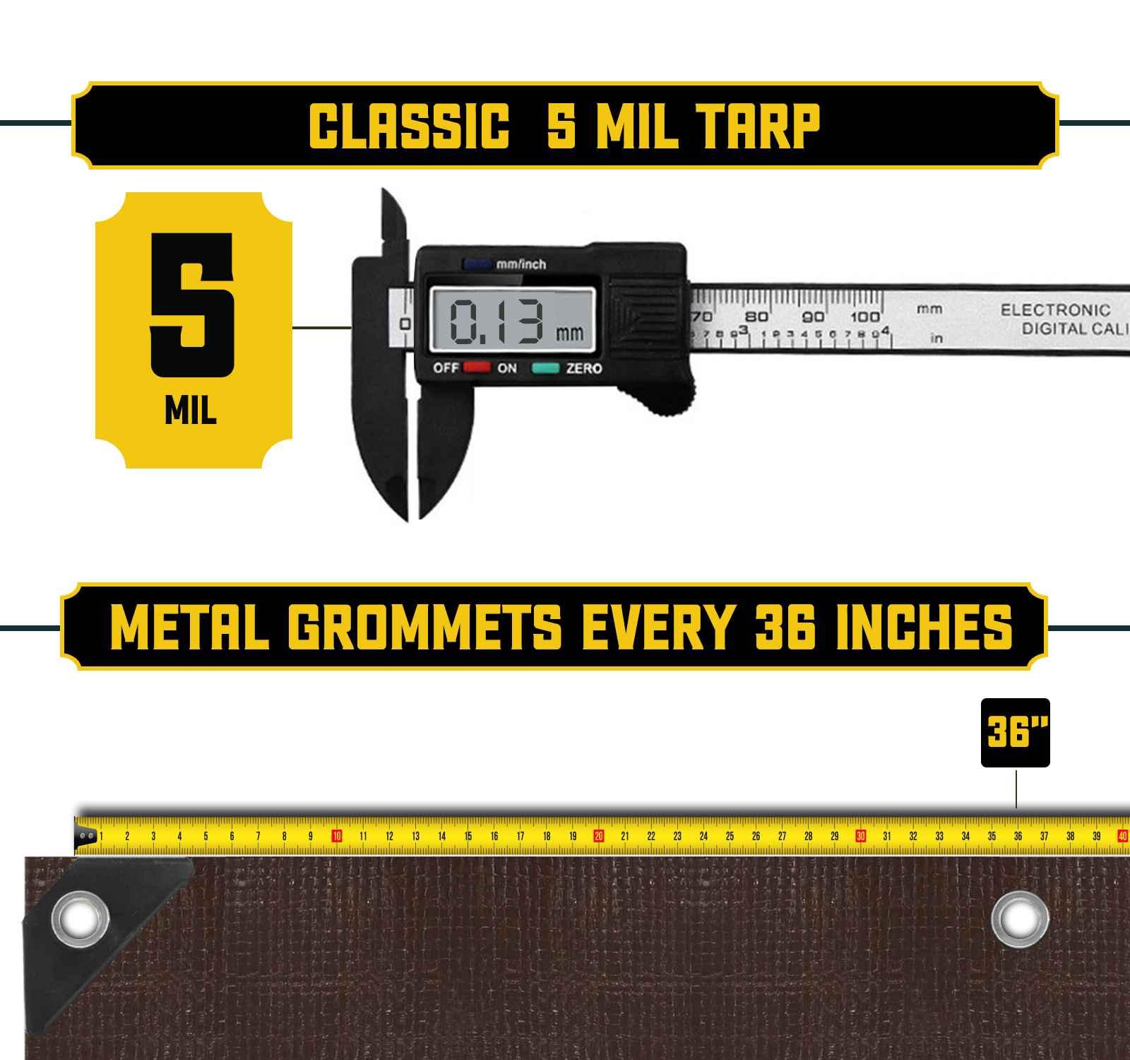 Core Tarps 5 Mil Heavy Duty Polyethylene Tarp, Waterproof, UV Resistant