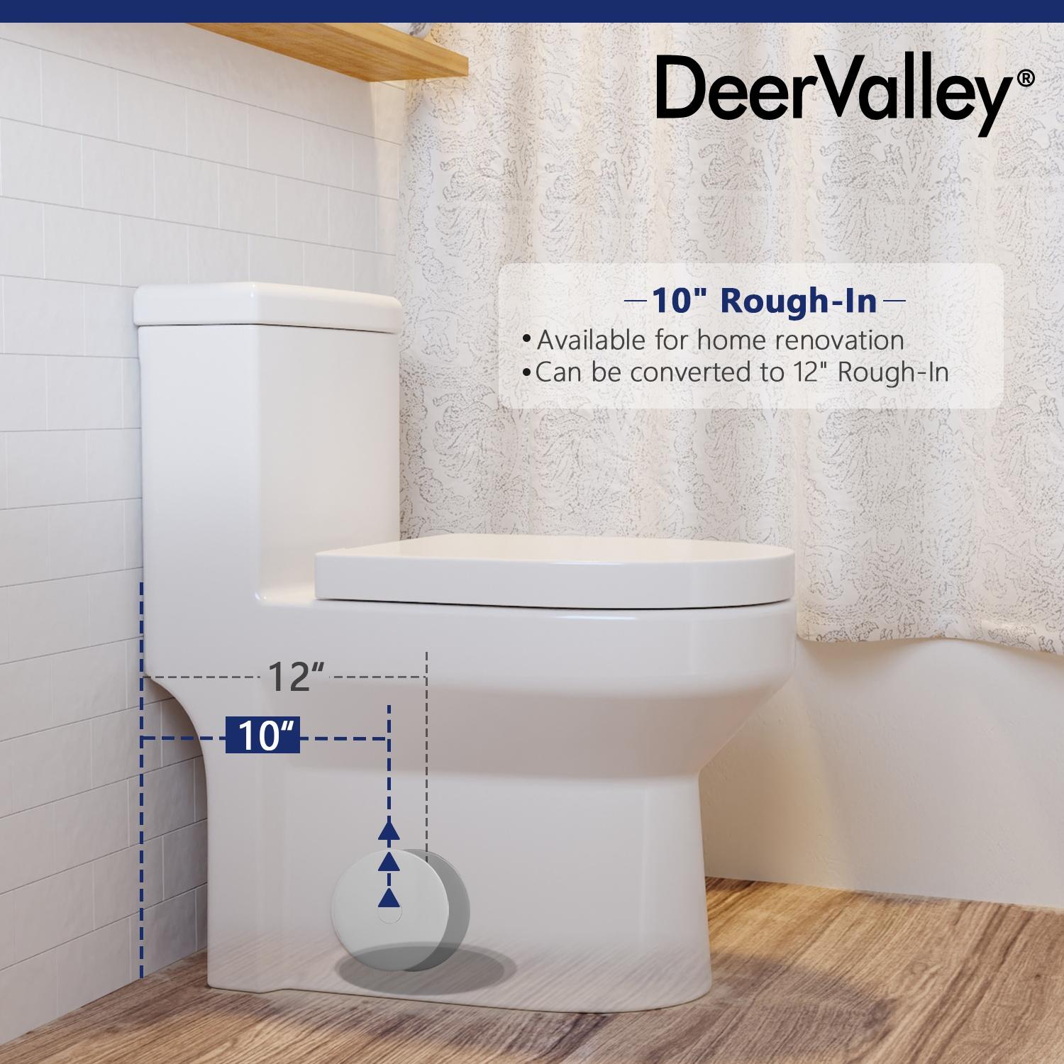 DeerValley Liberty Compact Toilets One-Piece Toilet With High-Efficiency Flush Round Toilet for Space-Saving Floor Mounted (Seat Included)