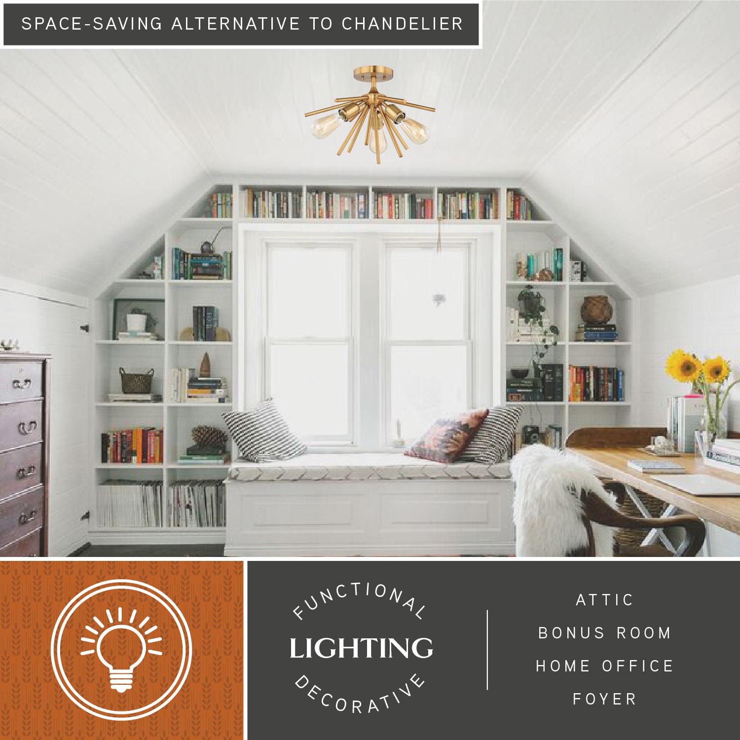 Vaxcel Estelle 3 - Light Flush Mount in  Natural Brass