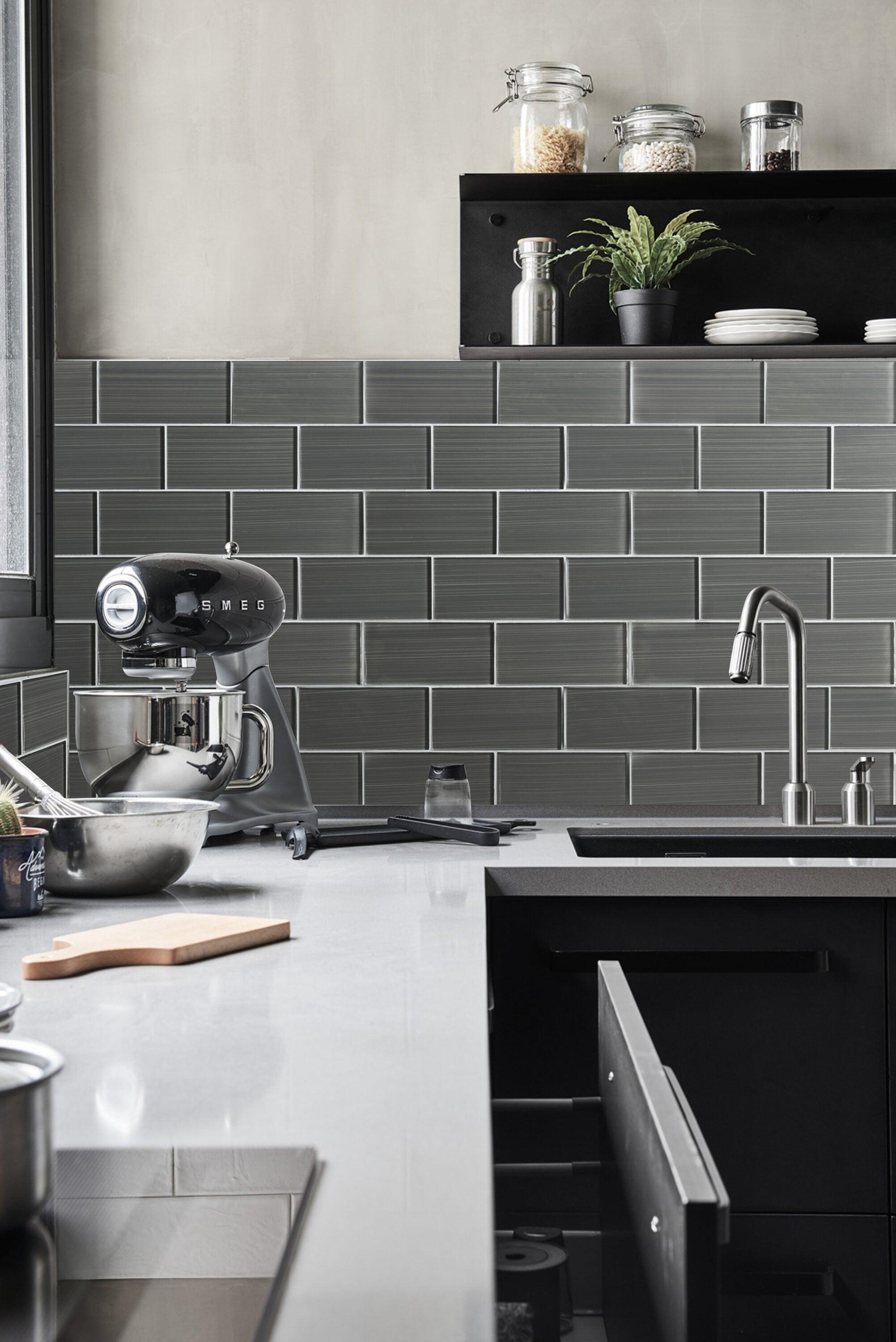 Premium Hand Painted 3" x 6" Straight Edge Glass Mosaic Subway Tile
