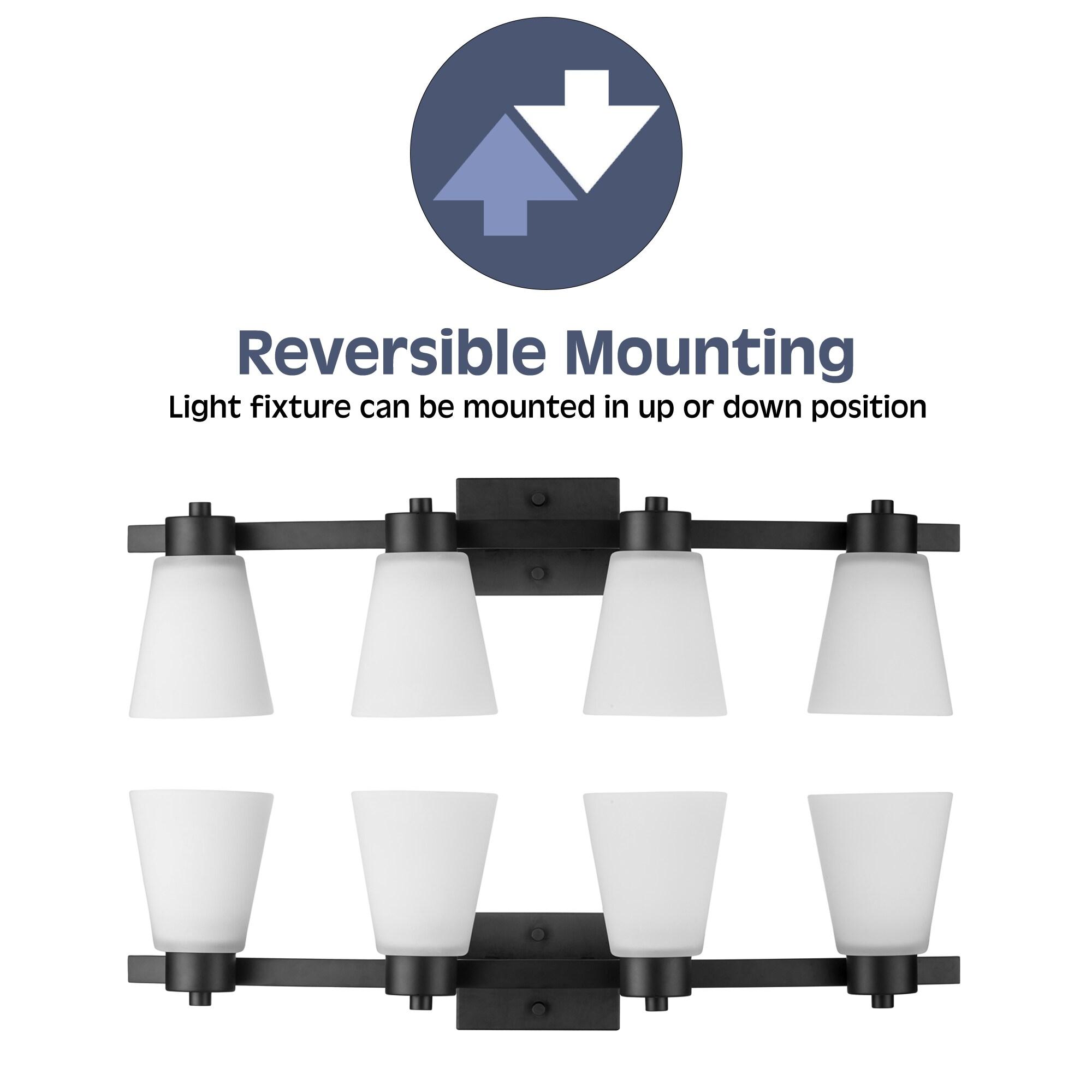 Prominence Home Fairendale 4-Light Matte Black Bathroom Vanity Light with Frosted Glass Shade
