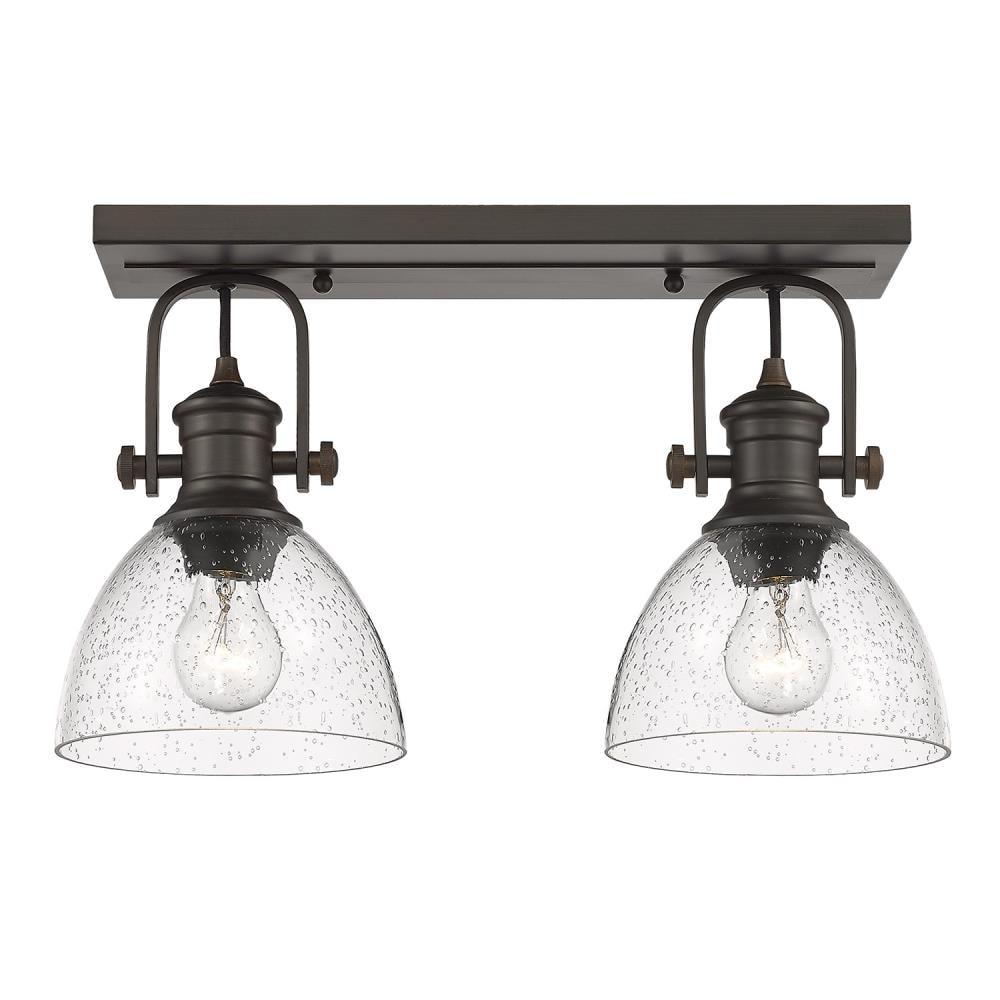 Transitional 18" Brown Seeded Glass Semi-Flush Mount Light