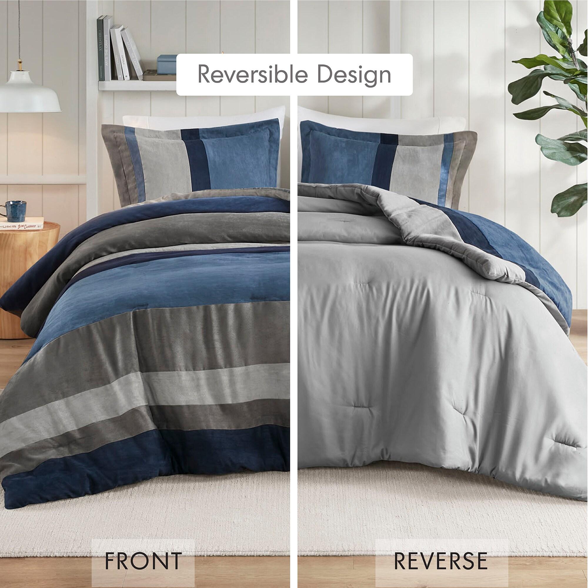 Luxe Quilted Comforter Set Modern Transitional Design, All Season Down Alternative Warm Bedding Matching Shams, Bedskirt, Decorative Pillow,Cal King