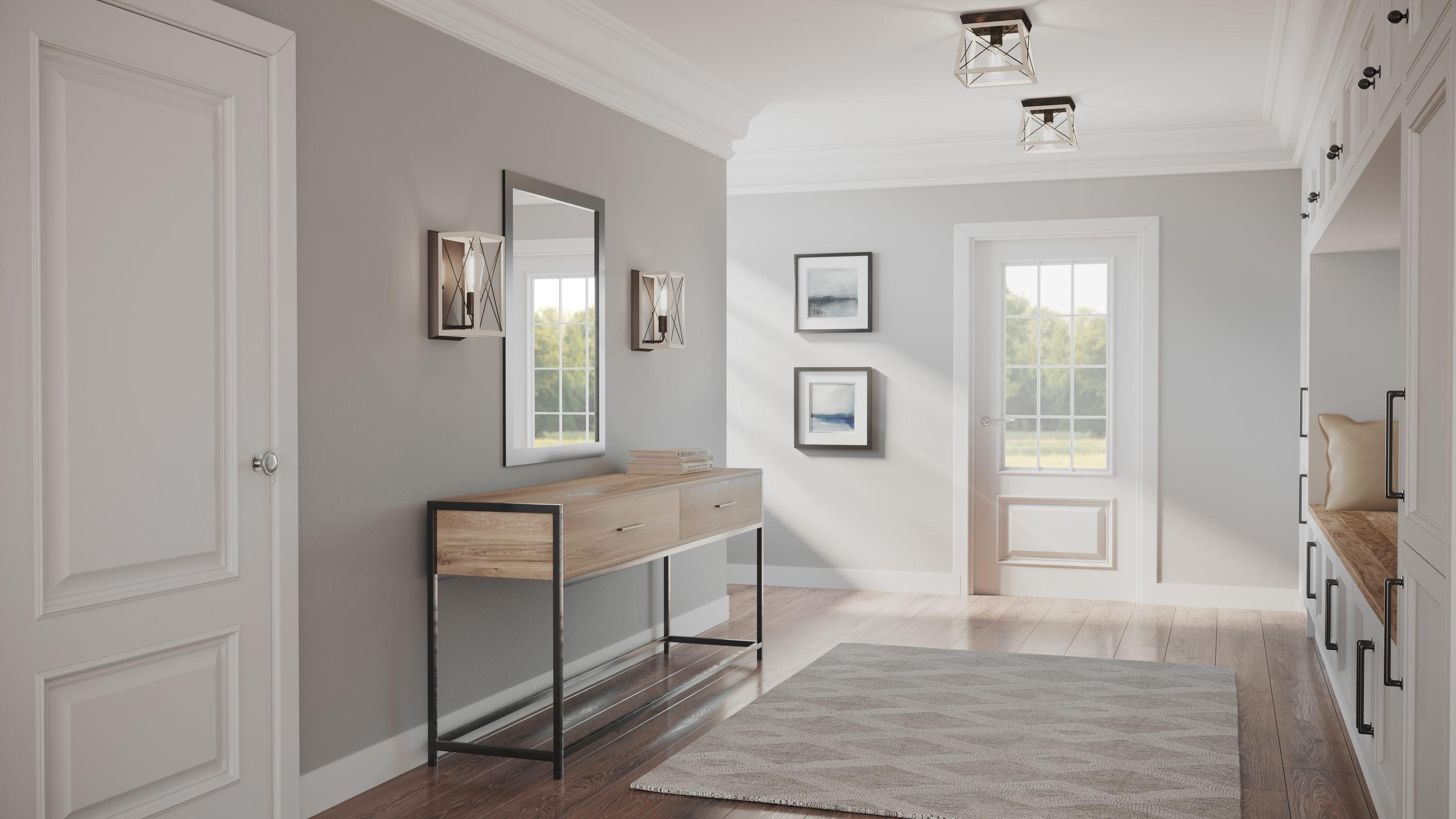 Progress Lighting Briarwood 1-Light Flush Mount, Graphite Finish, Faux-Painted Wood Enclosure