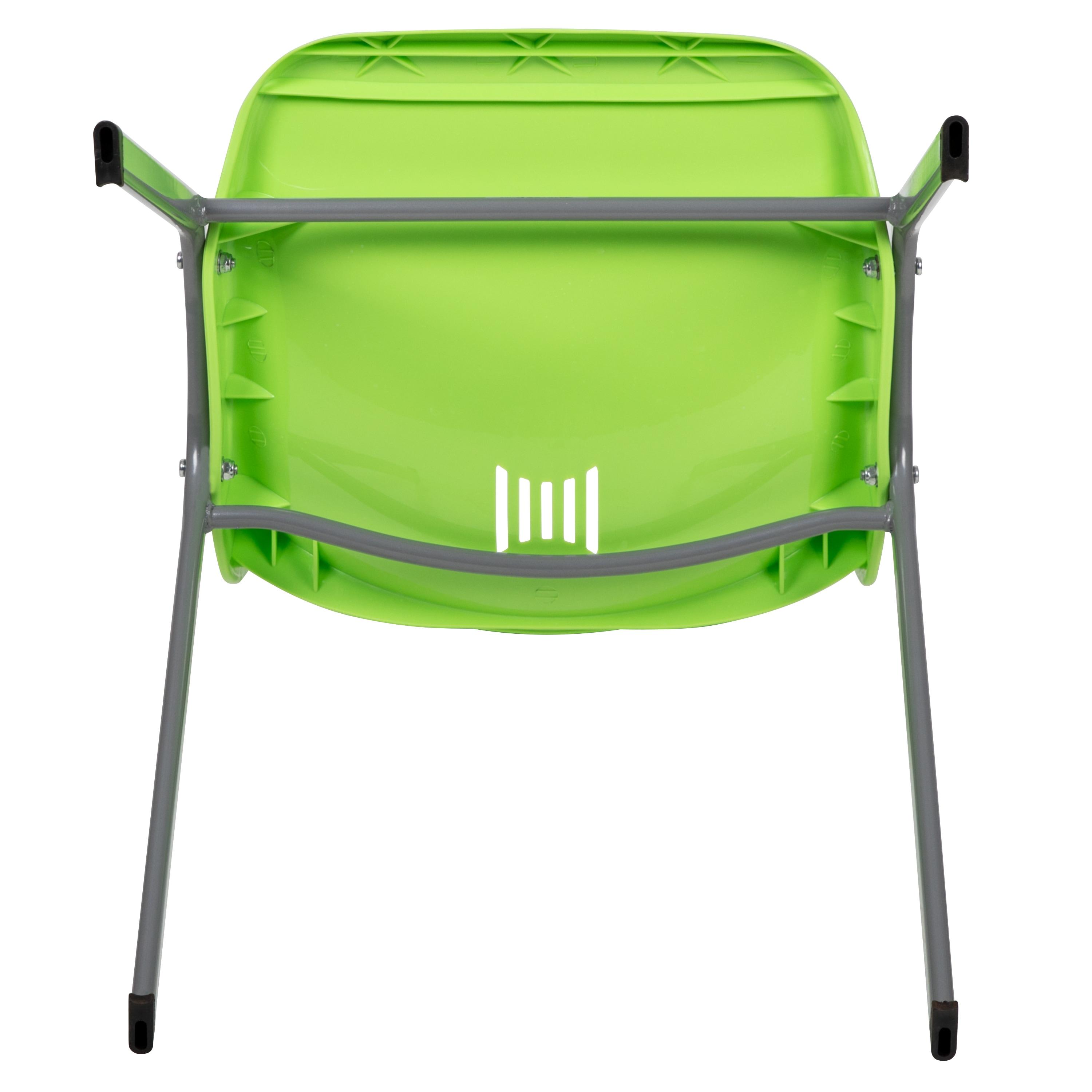 Flash Furniture HERCULES Series 5 Pack 880 lb. Capacity Green Ergonomic Shell Stack Chair with Gray Frame