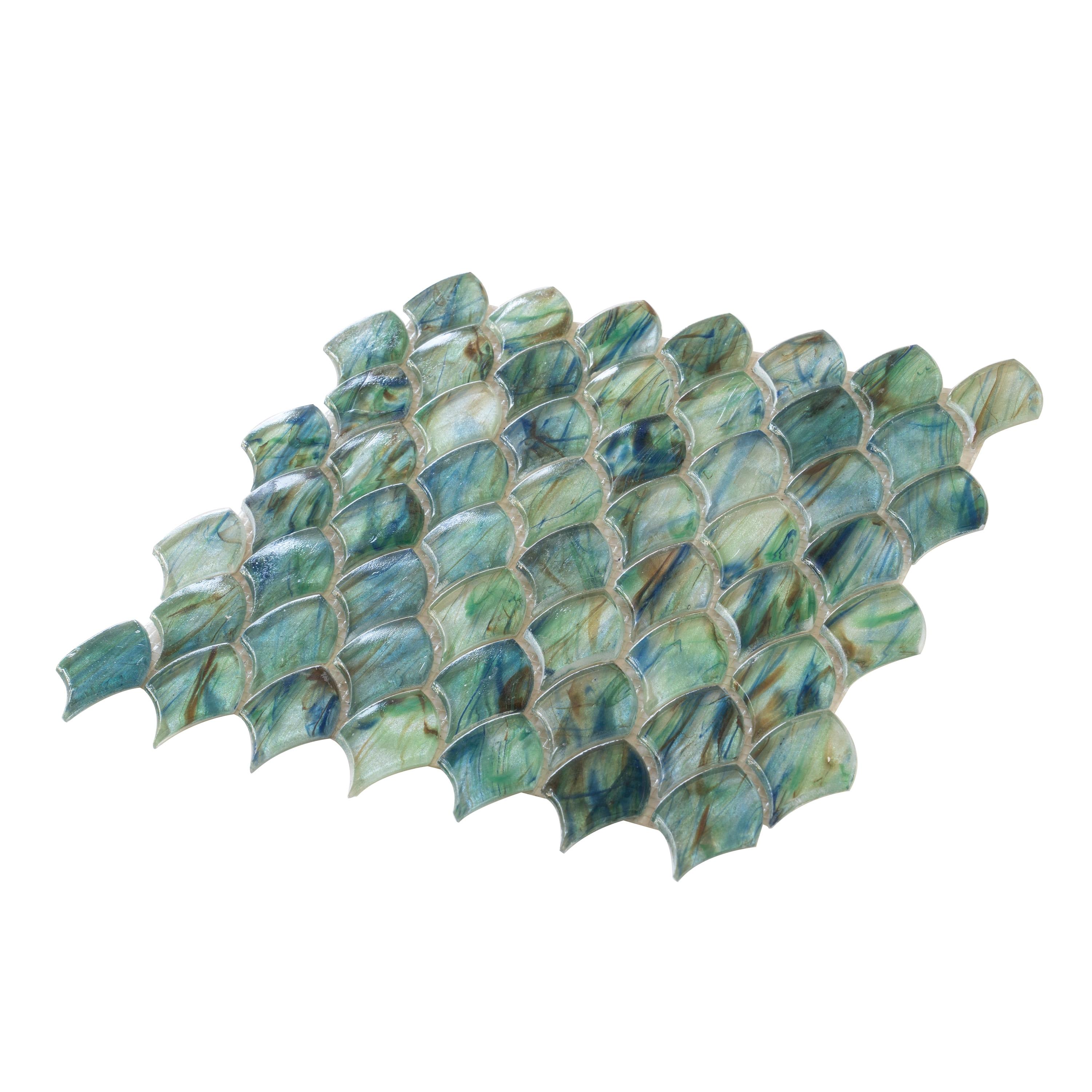 Majeste 0.5" x 2" Glass Fish Scale Mosaic Wall & Floor Tile