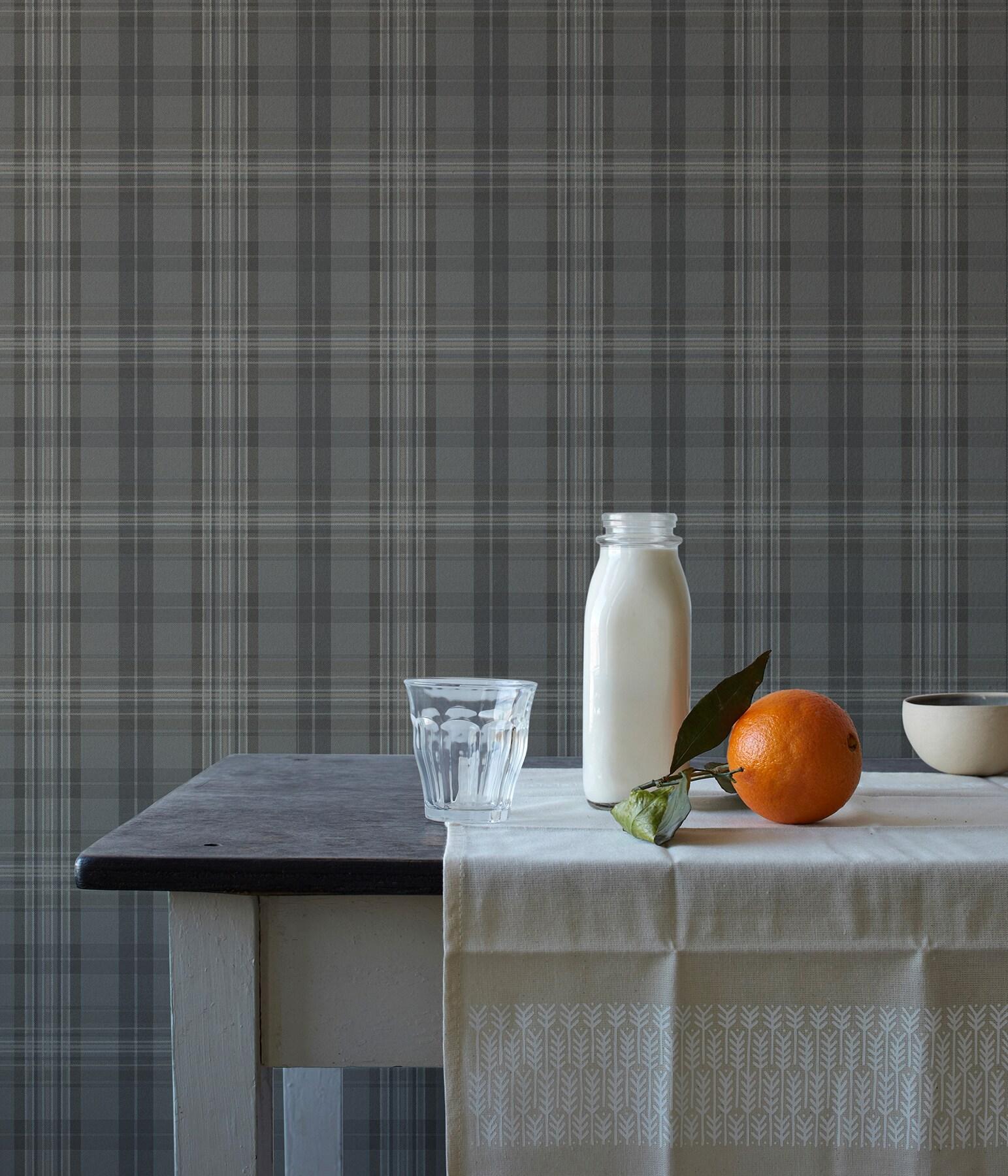 Chesapeake Austin Charcoal Plaid Wallpaper